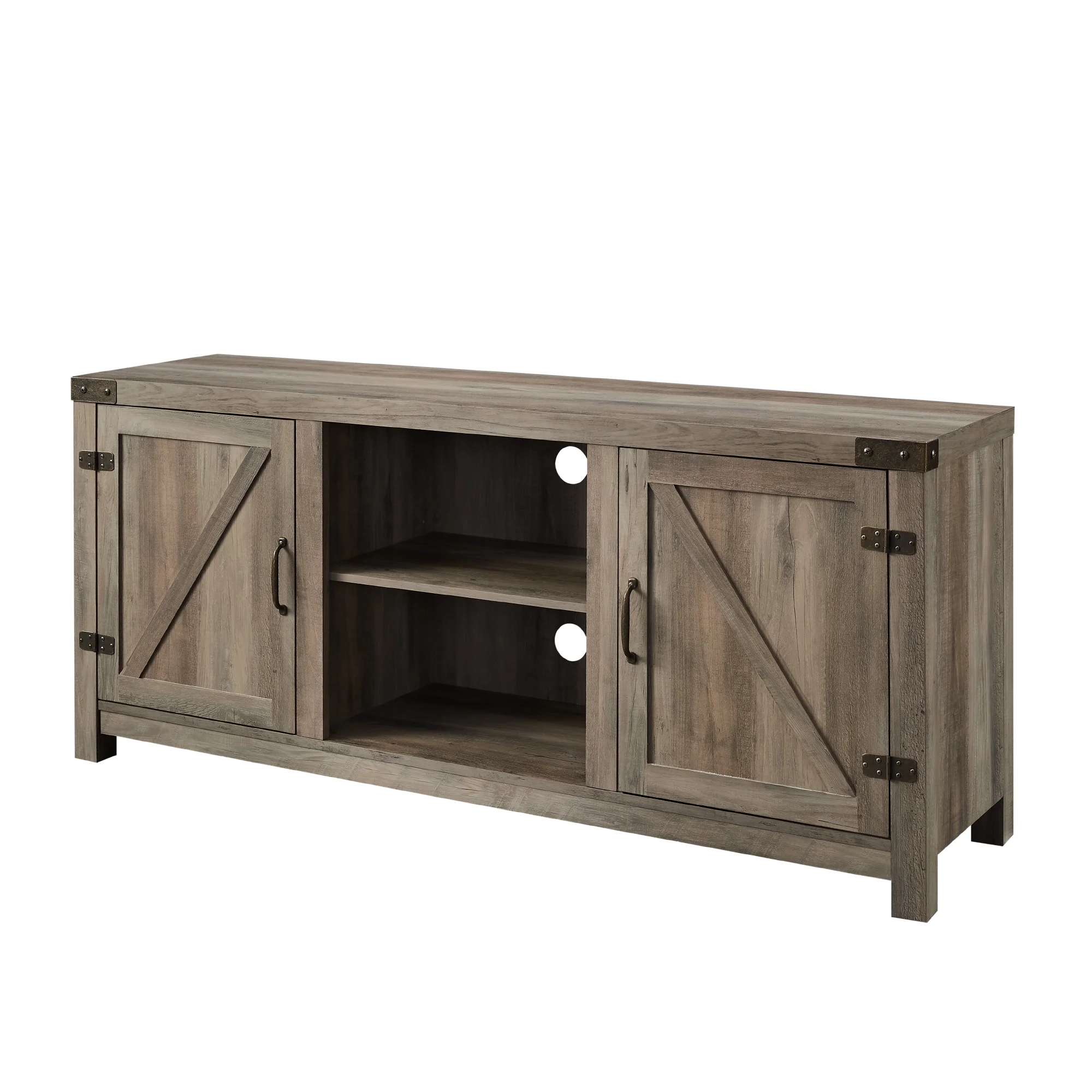 Walker Edison Modern Farmhouse Barn Door TV Stand for TVs up to 65", Grey Wash - Image 17