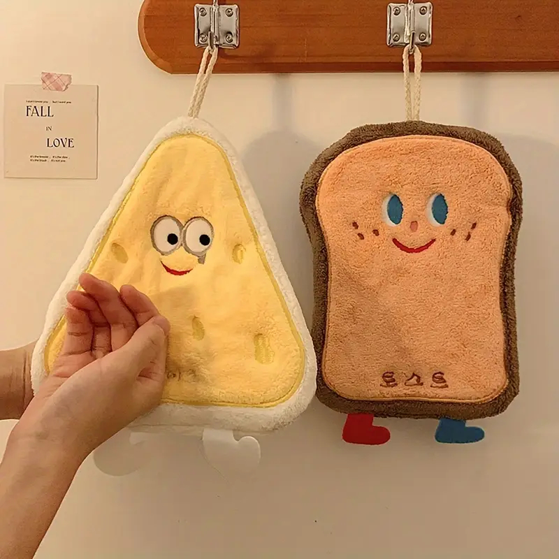 Super Absorbent Quick-Drying Bathroom And Kitchen Towels With Cute Cartoon Patterns And Hanging Rope Design