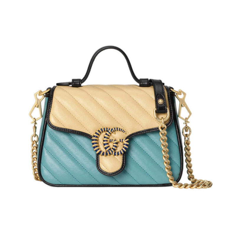 Replica Gucci Gg Marmont Mini Bag 583571 Butter And Pastel Blue Leather1:1High-quality replica