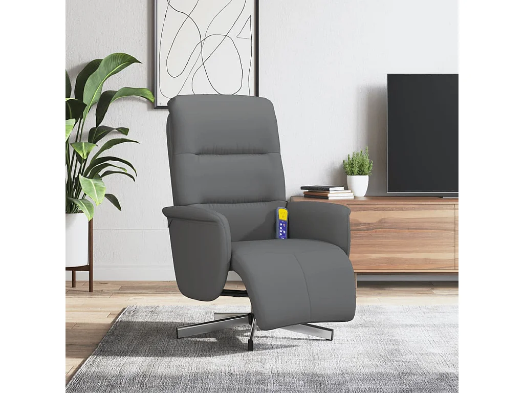 Fauteuil inclinable de massage et repose-pieds gris foncé tissu SHL3572