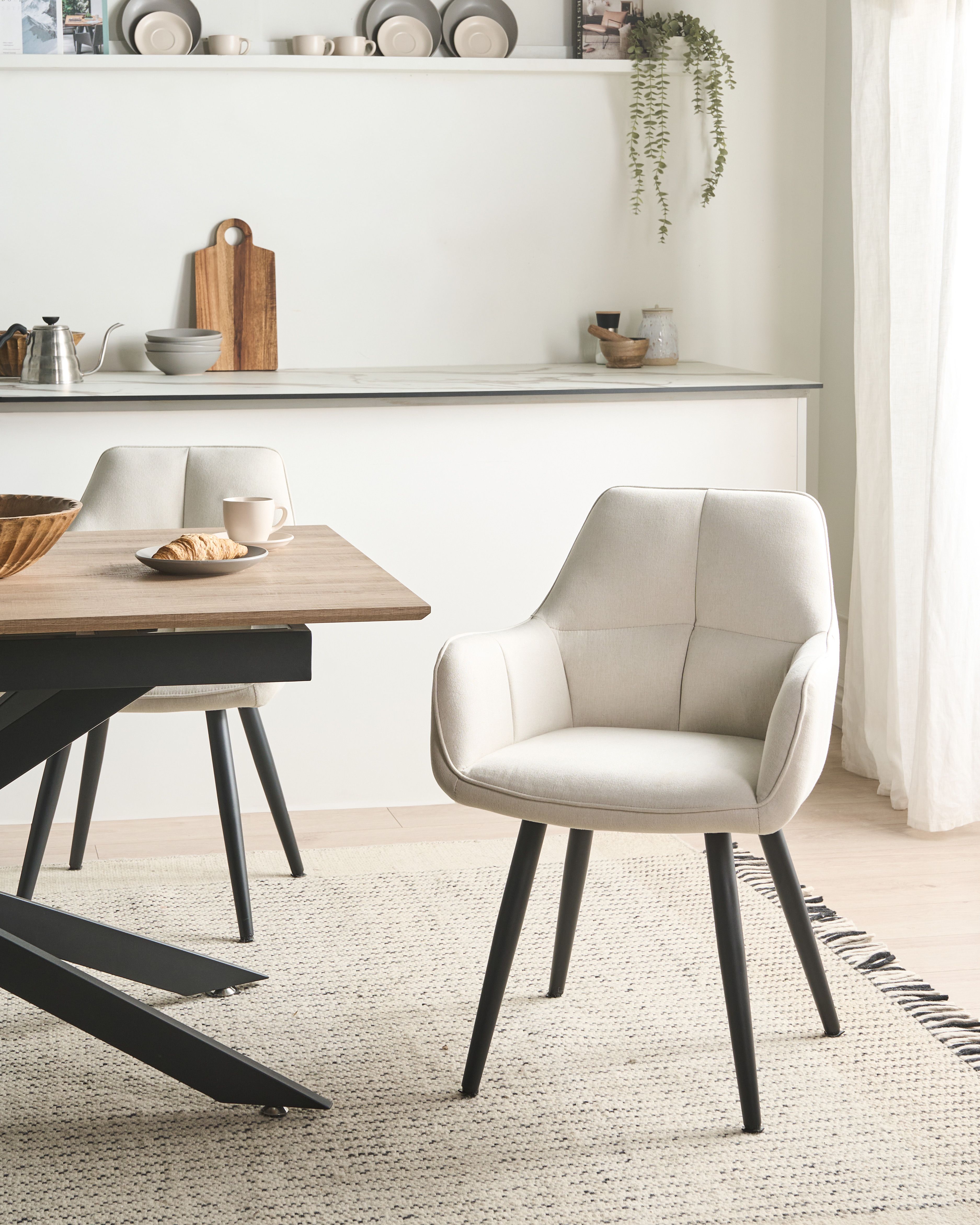 Set of 2 Dining Chairs TIRANO Faux Linen Light Beige
