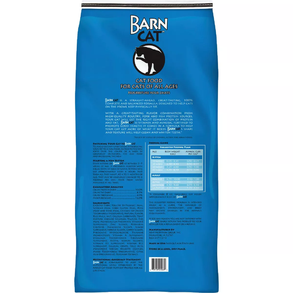 Kent Barn Cat 32 Lb. Chicken, Pork, & Fish Flavor All Ages Dry Cat Food