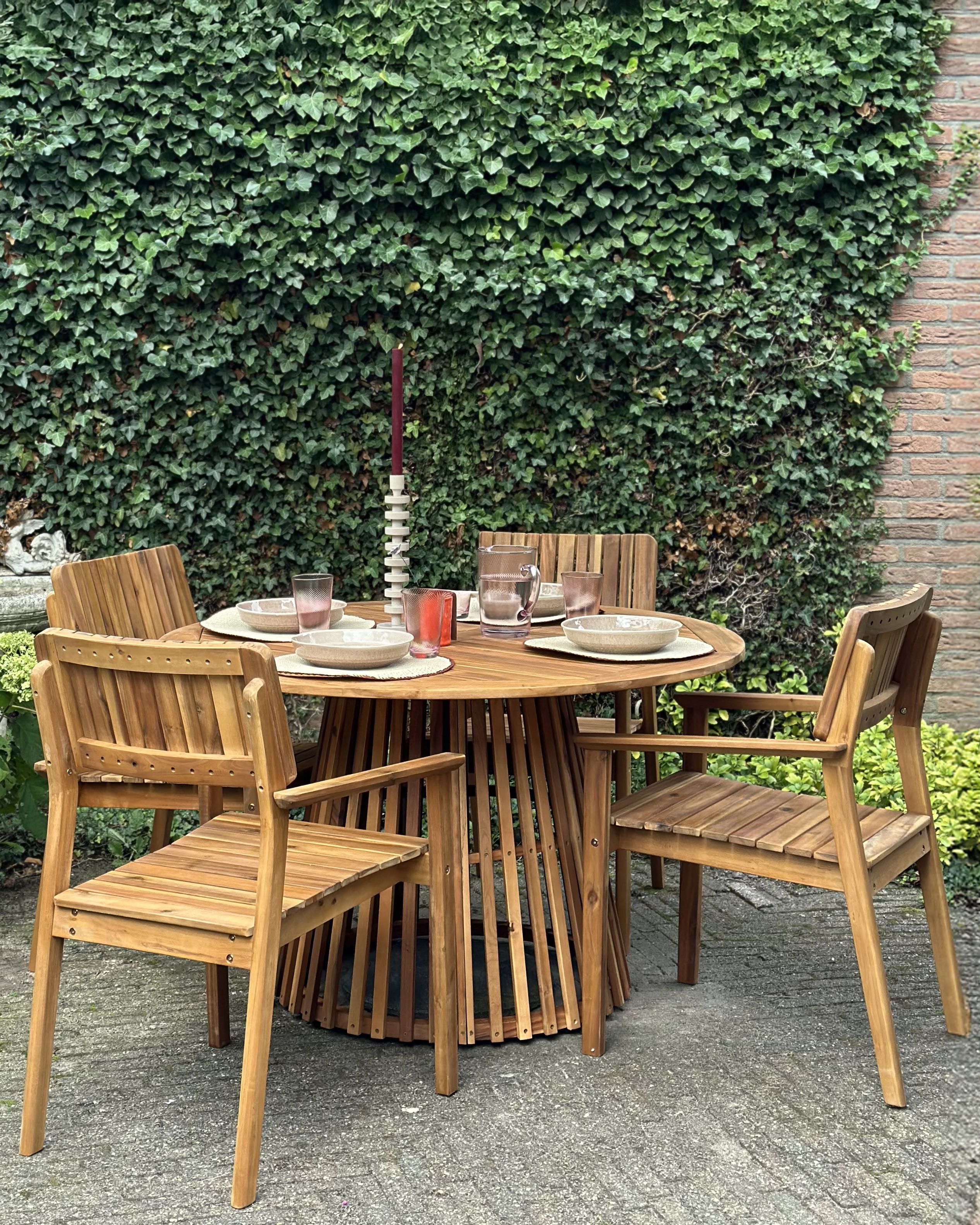 Set of 4 Garden Chairs AGELLO Acacia Wood Brown