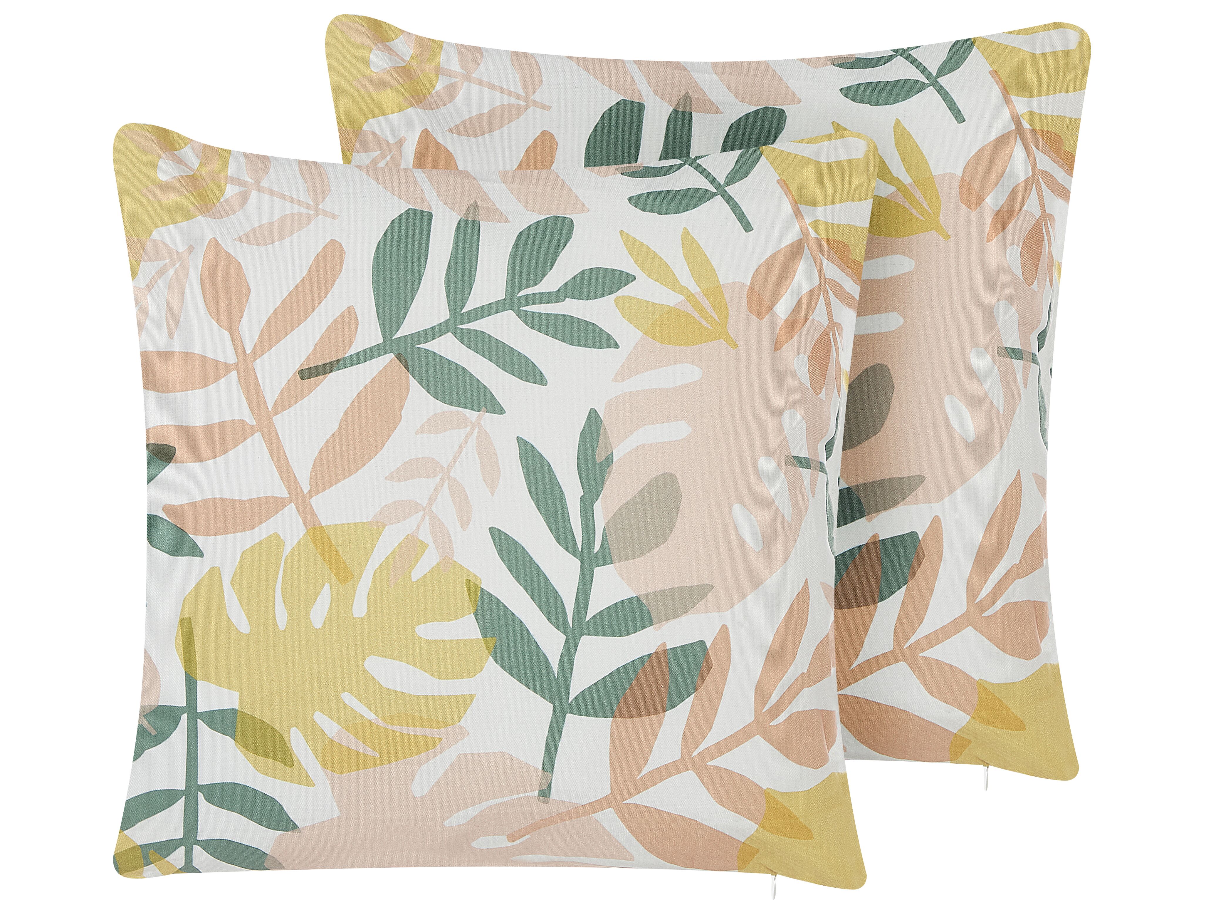 Set of 2 Outdoor Cushions TEGEA Plant Pattern 45 x 45 cm Multicolour