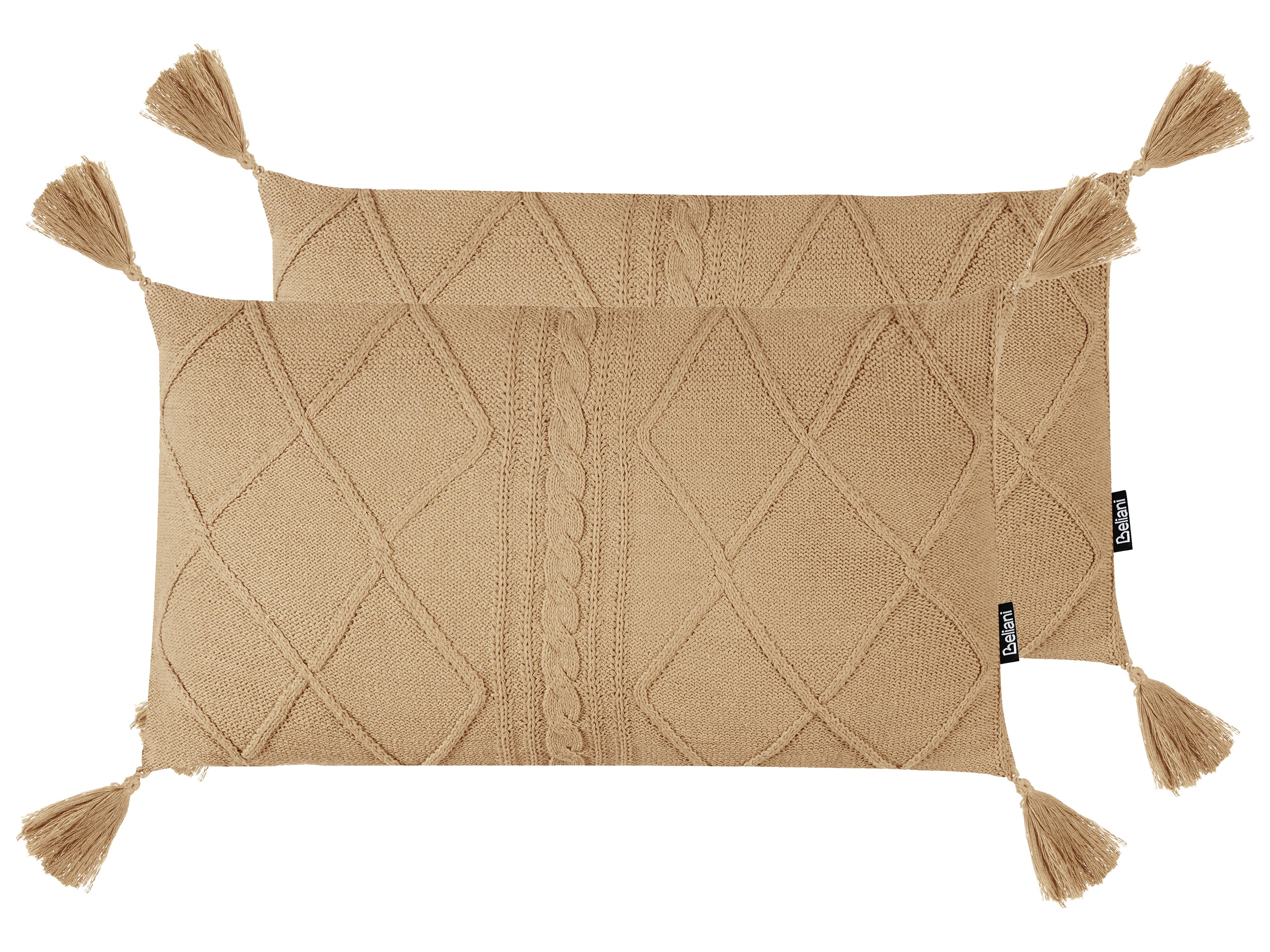 Set of 2 Decorative Cushions CAESIA Cotton 30 x 50 cm Beige Solid