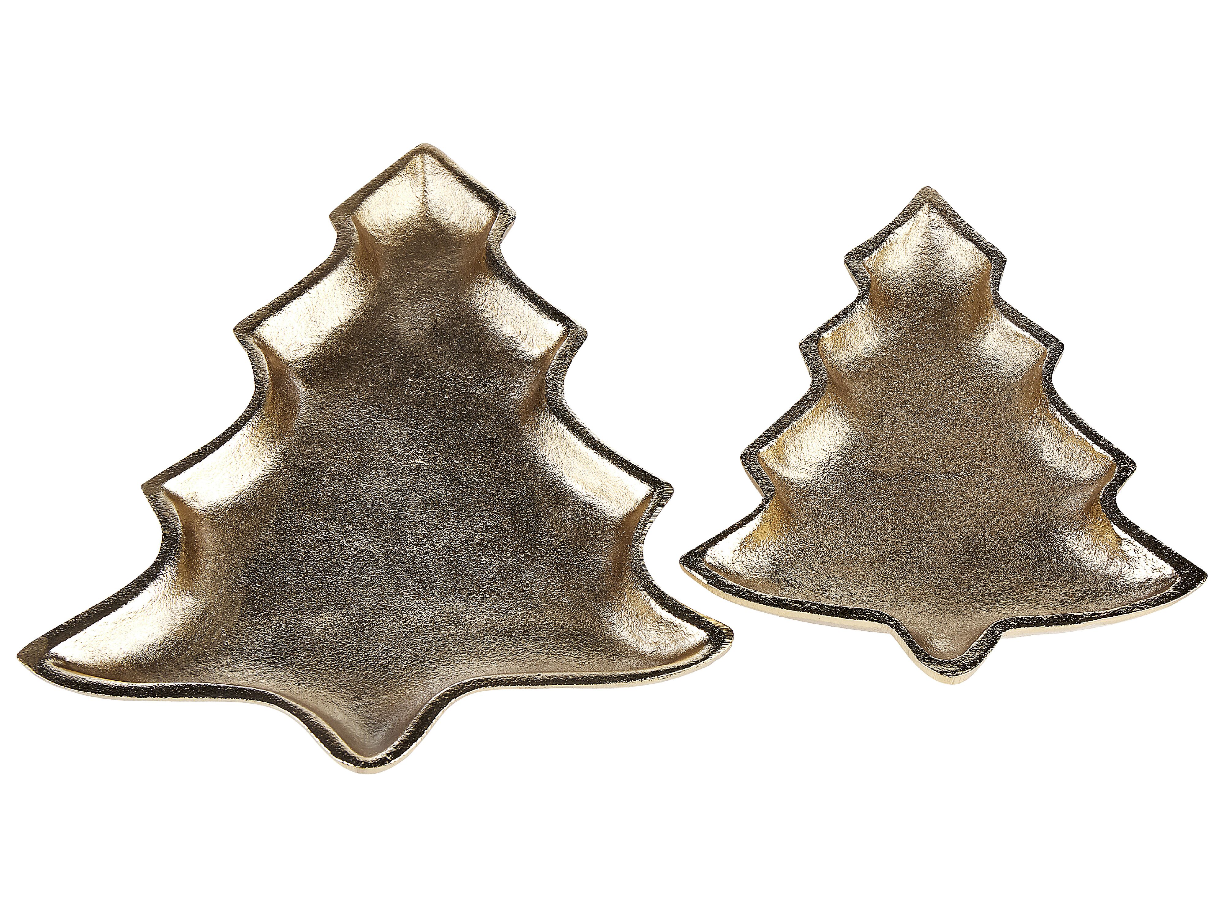 Set of 2 Trinket Dishes Christmas Tree DURIAN Metal Gold