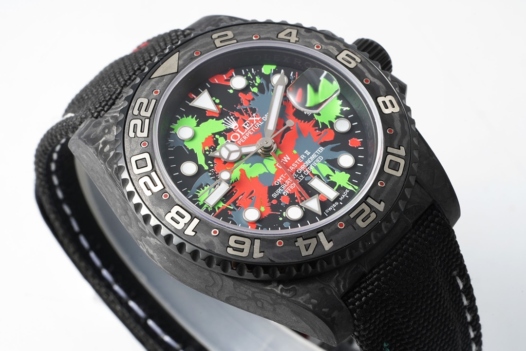 Diw New Rolex Ultra Limited Edition GMT-MASTER II - Carbon Fiber - Graffiti Color(1:1 replica) - Elite Watch Atelier