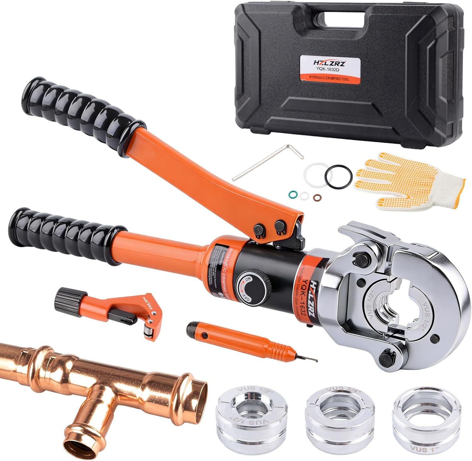 HZLZRZ Pro Press Copper Pipe Crimper Tool Kit with 3 Dies (1/2