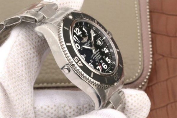 Replica Breitling SuperOcean  II 44mm GF Black Dial SS Bracelet A2824 - Top club