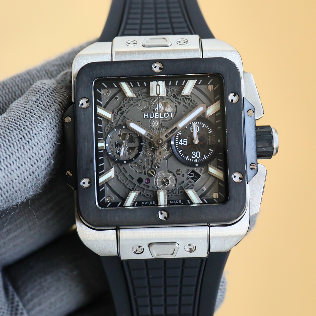 HUBLOT SQUARE BANG UNICO 45MM RUBBER STRAP(1:1 replica) - Elite Watch Atelier