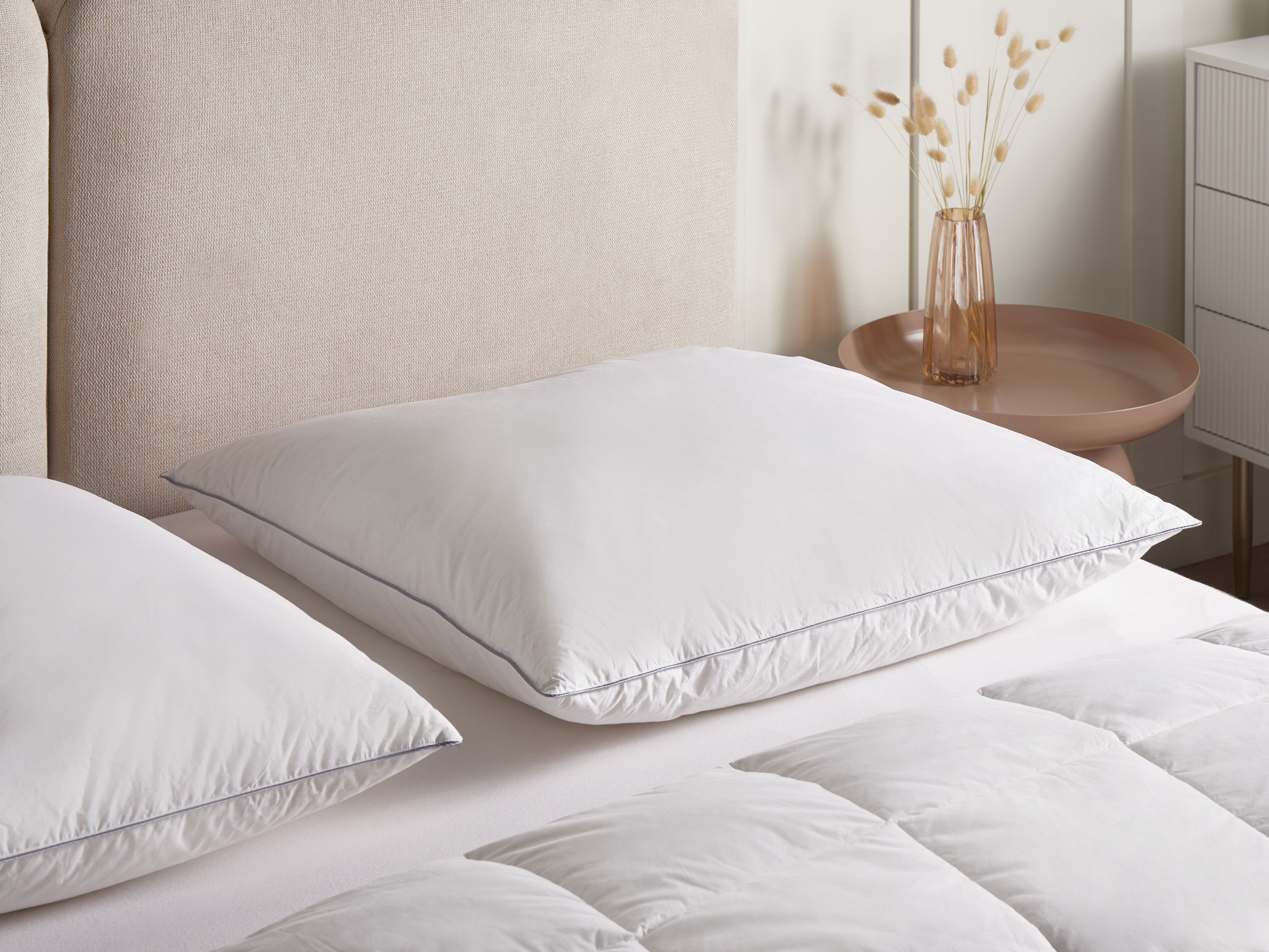 3-Chamber Bed Pillow TEIDE Low Duck Feathers and Down 80 x 80 cm White