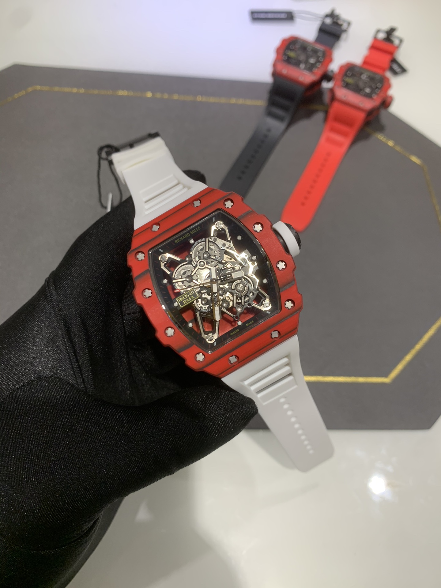 Swiss Richard Mille RM 35-01 Replica Rafael Nadal Red Case Watch – Carbon Fiber Case, Luxury Sport Design - Elite Watch Atelier