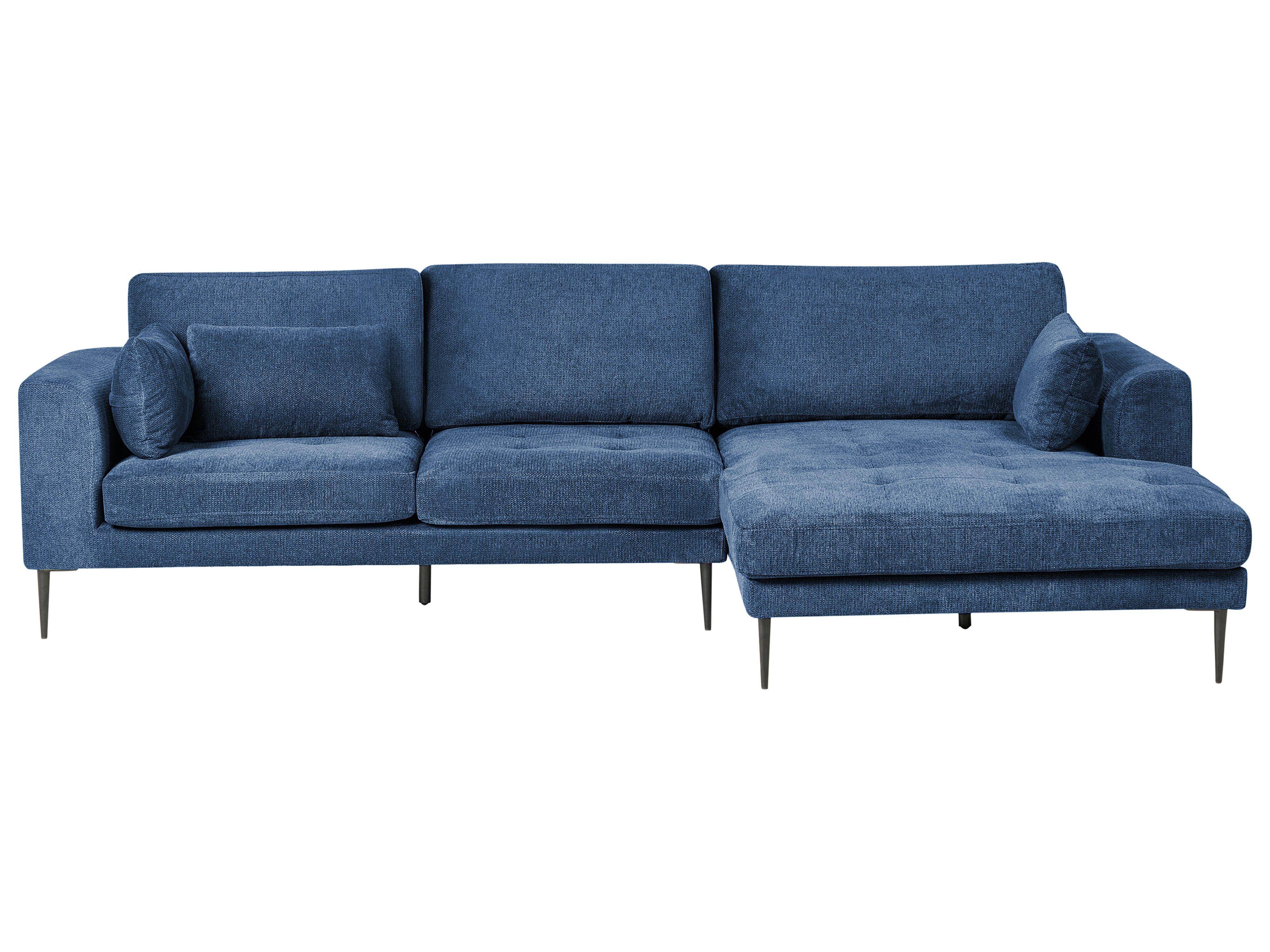 Corner Sofa 3 Seater FLAM Fabric Blue Left Hand