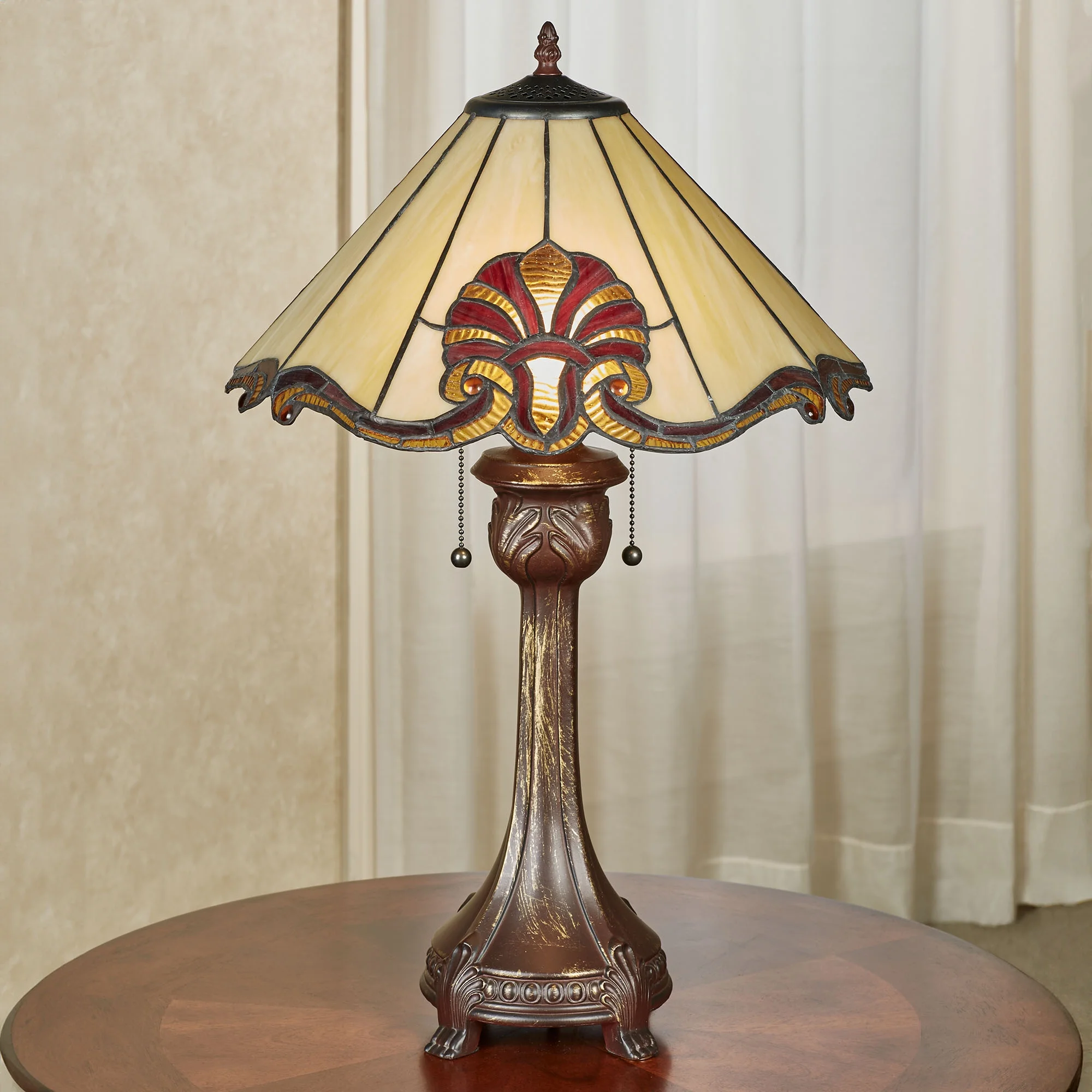 Blythe Hand-Cut Stained Glass Table Lamp Ruby
