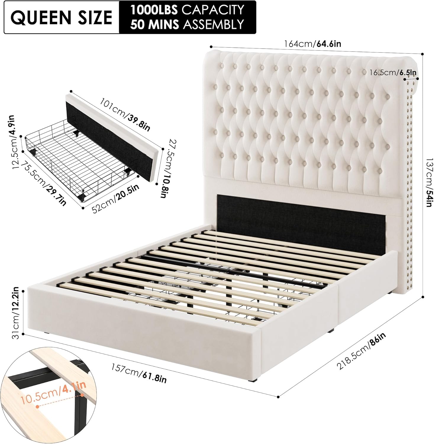 Queen Size Bed Frame 54