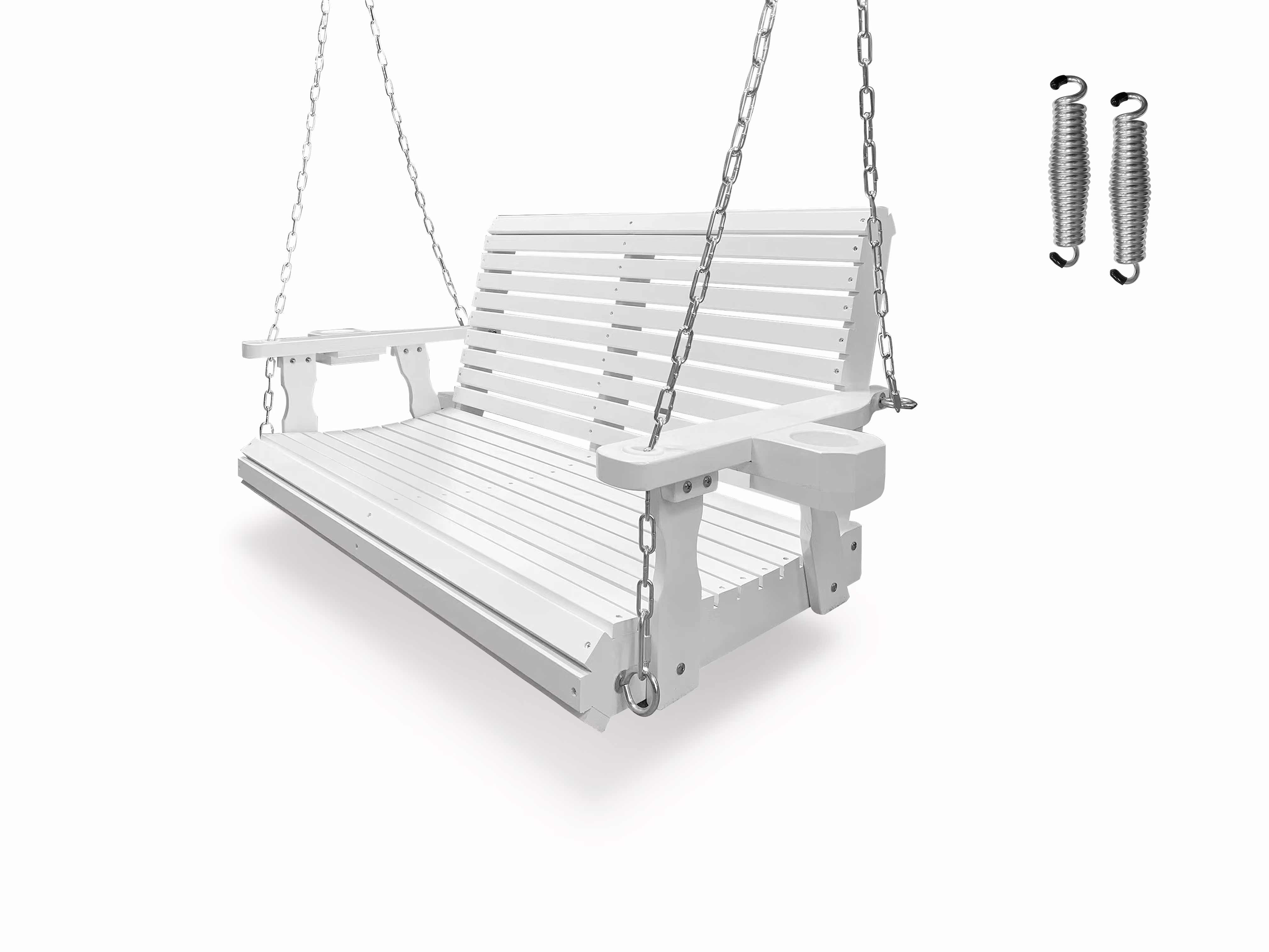 Fortune Candy 3 Person Outdoor Wood Hanging Swing, Heavy Duty 880 lbs Wood Porch Swing, Brown-5ft - Image 11