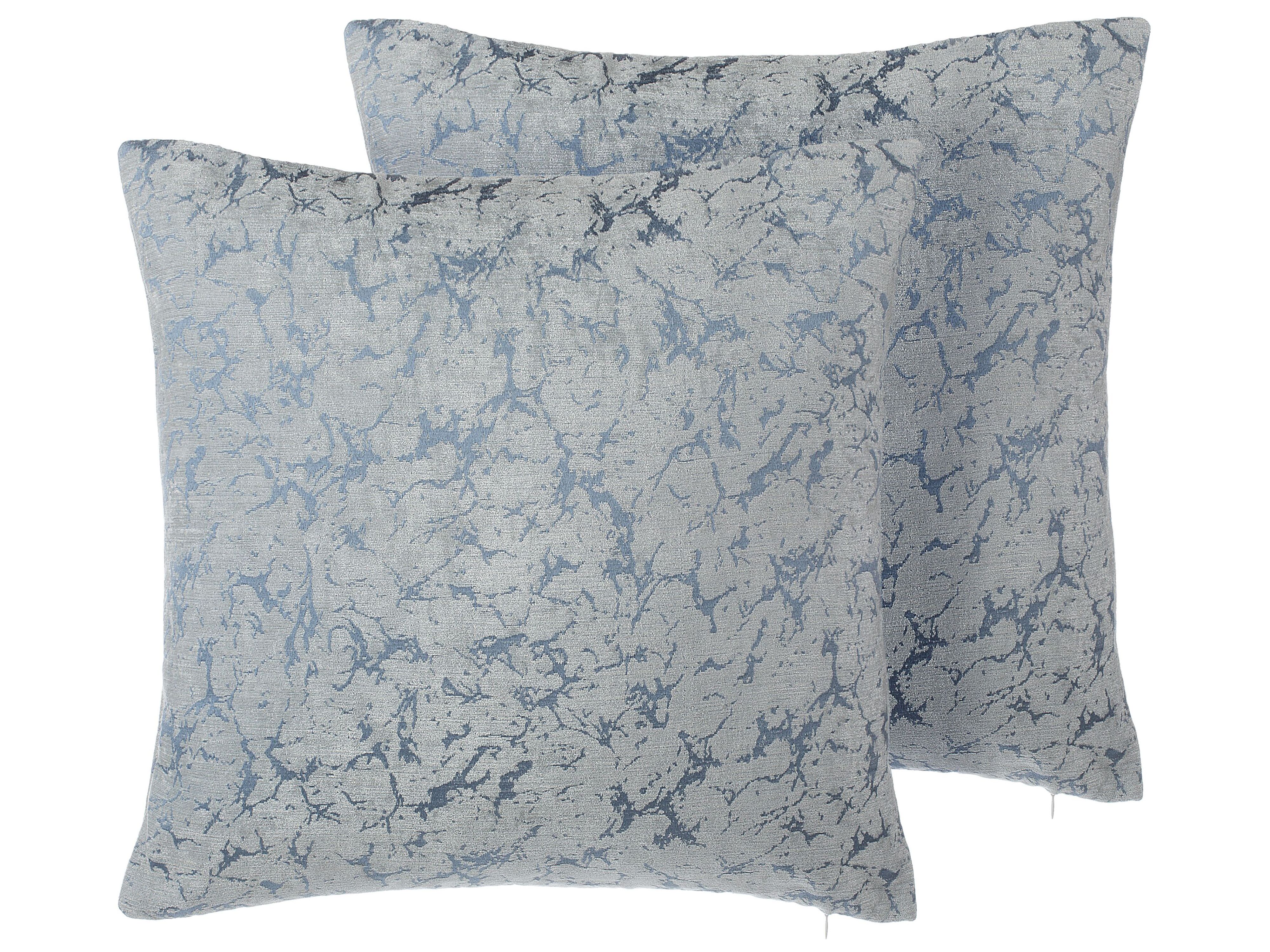 Set of 2 Decorative Cushions WISTERIA 45 x 45 cm Light Grey Solid