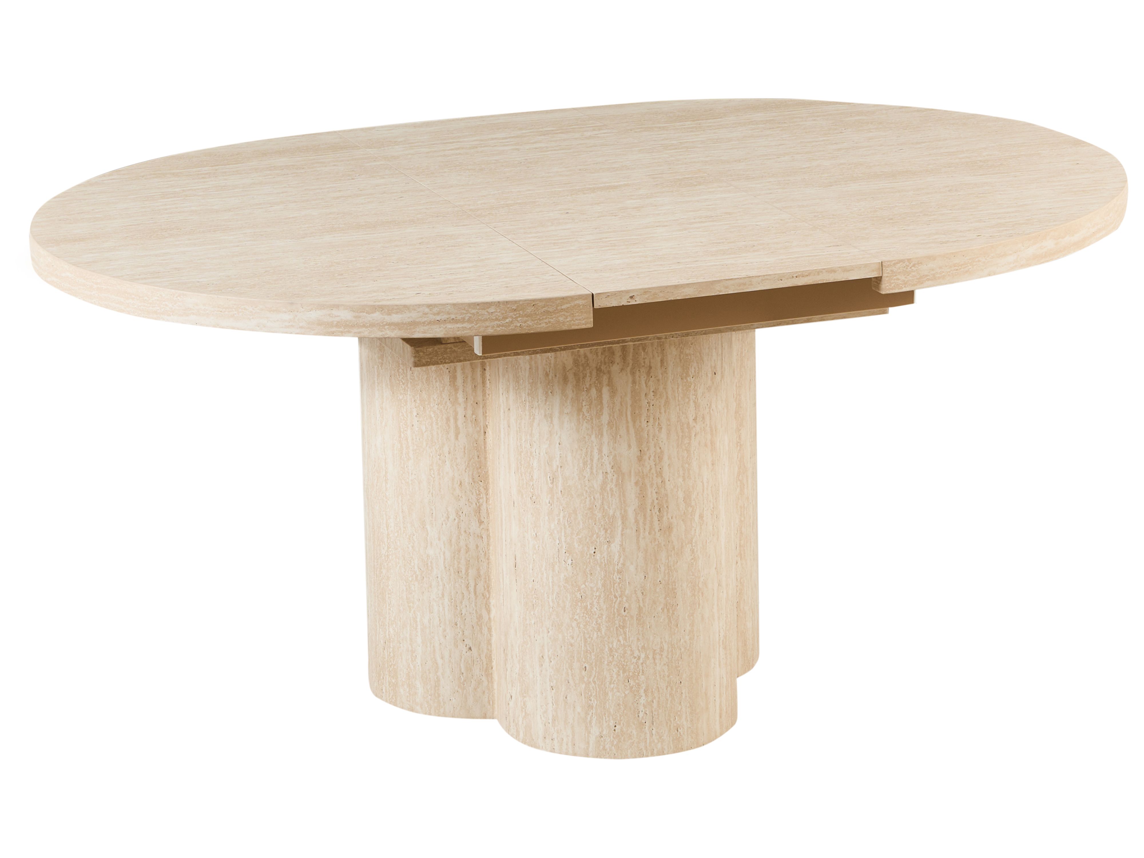 Extending Dining Table MORAINE Travertine Effect 120/160 cm 120 cm