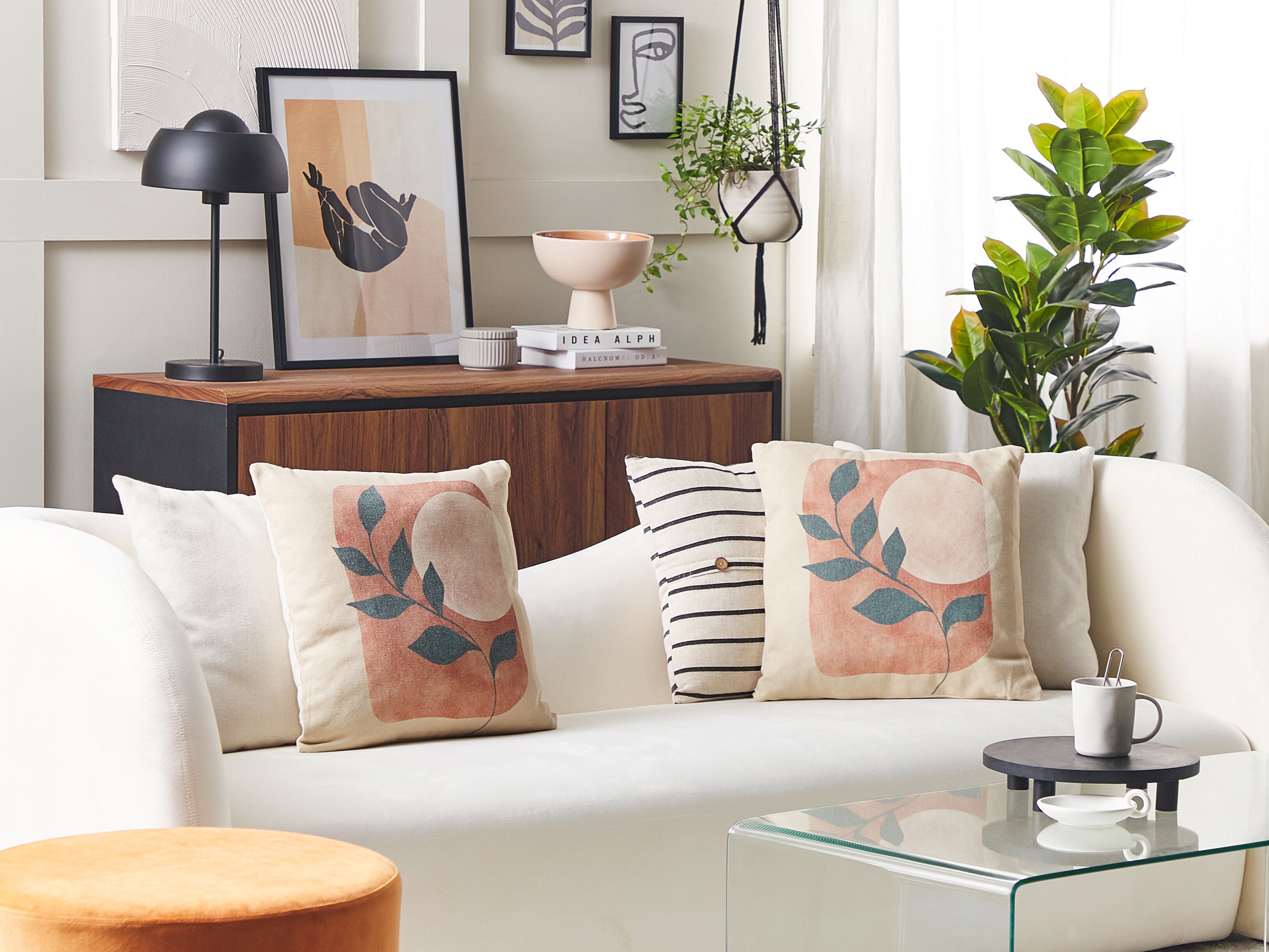 Set of 2 Decorative Cushions CALLIOPSIS 45 x 45 cm White Abstract Pattern