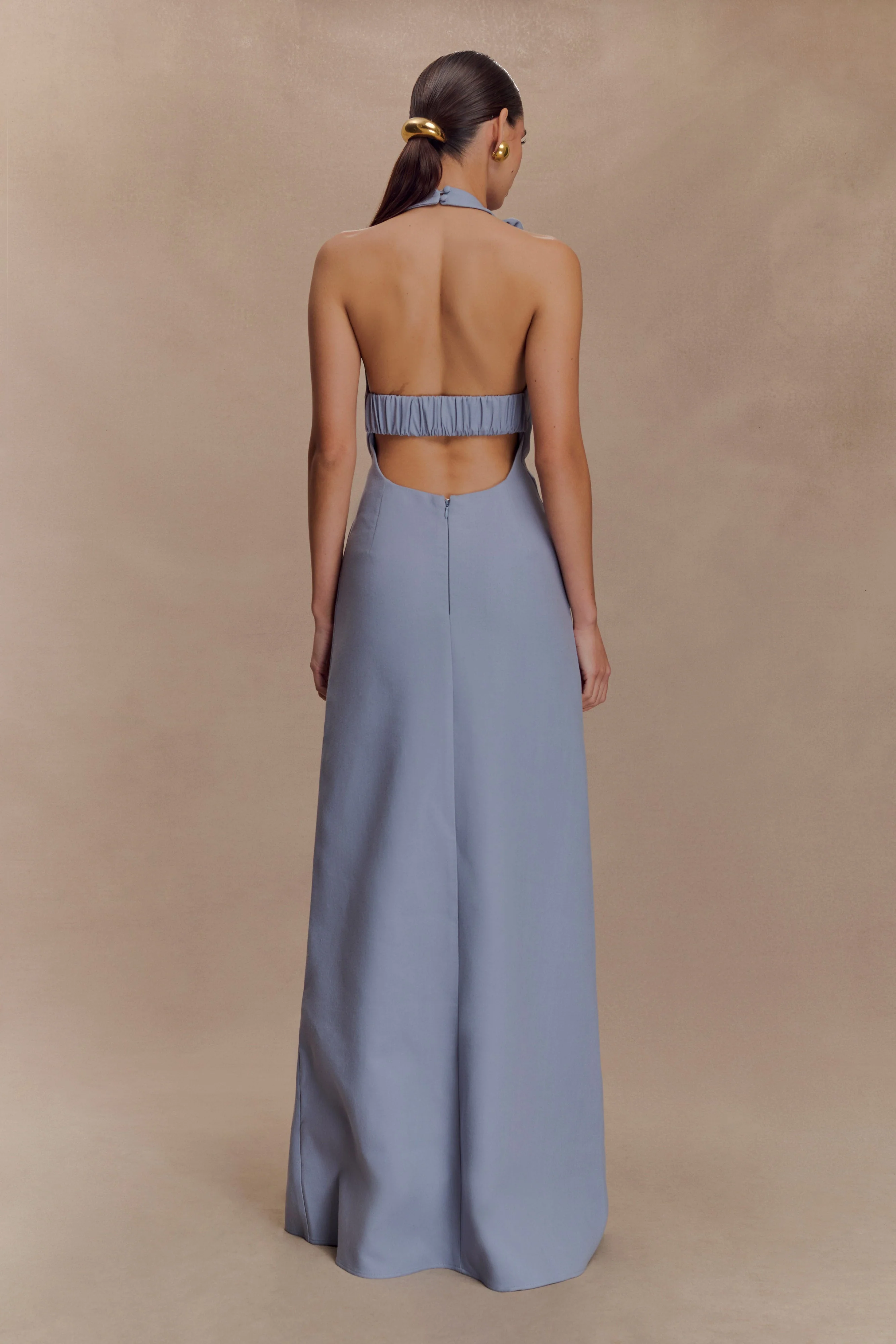 Carolyn Linen Bubble Maxi Dress - Misty Blue