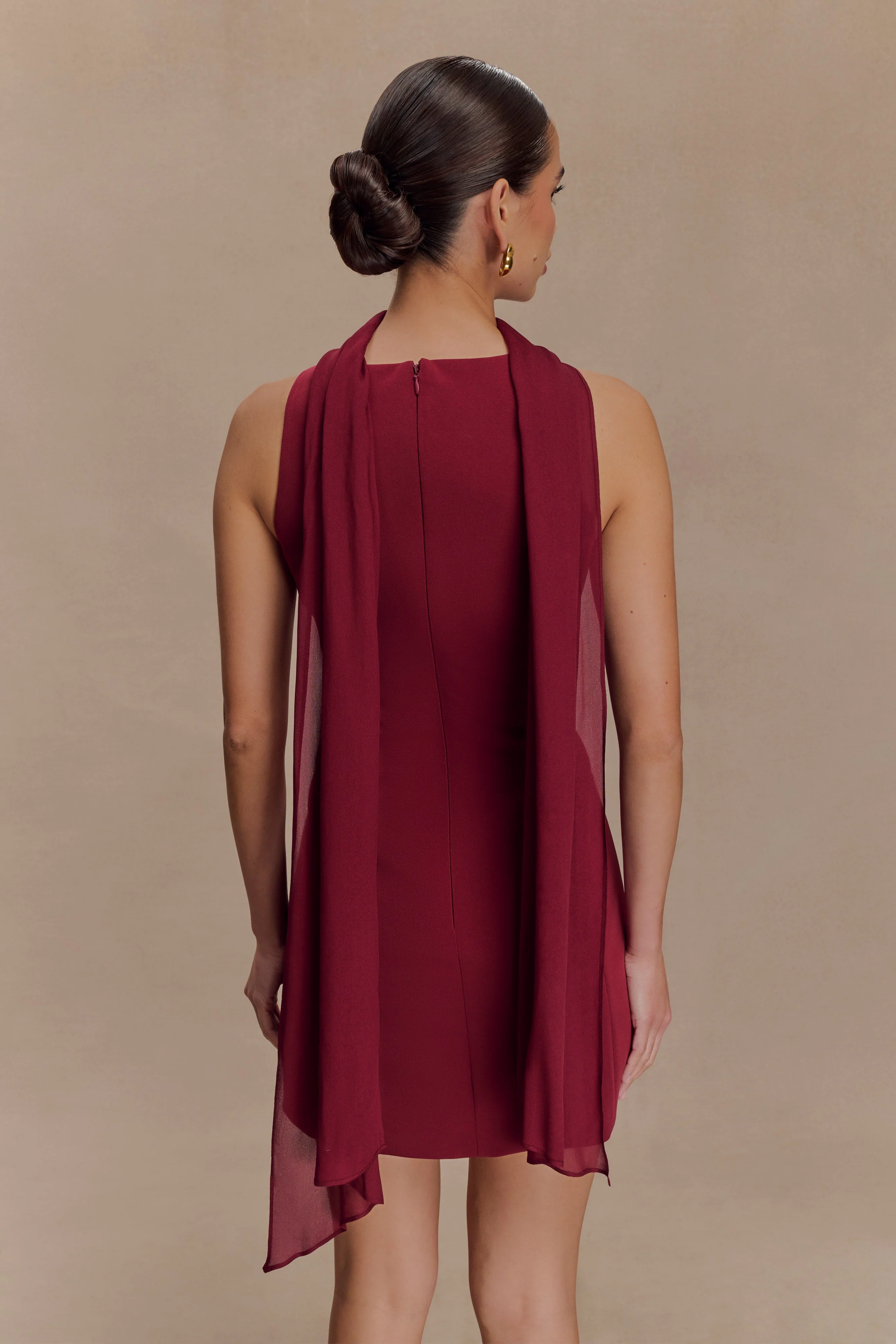 Skyler Suiting Embroidered Mini Dress - Wine