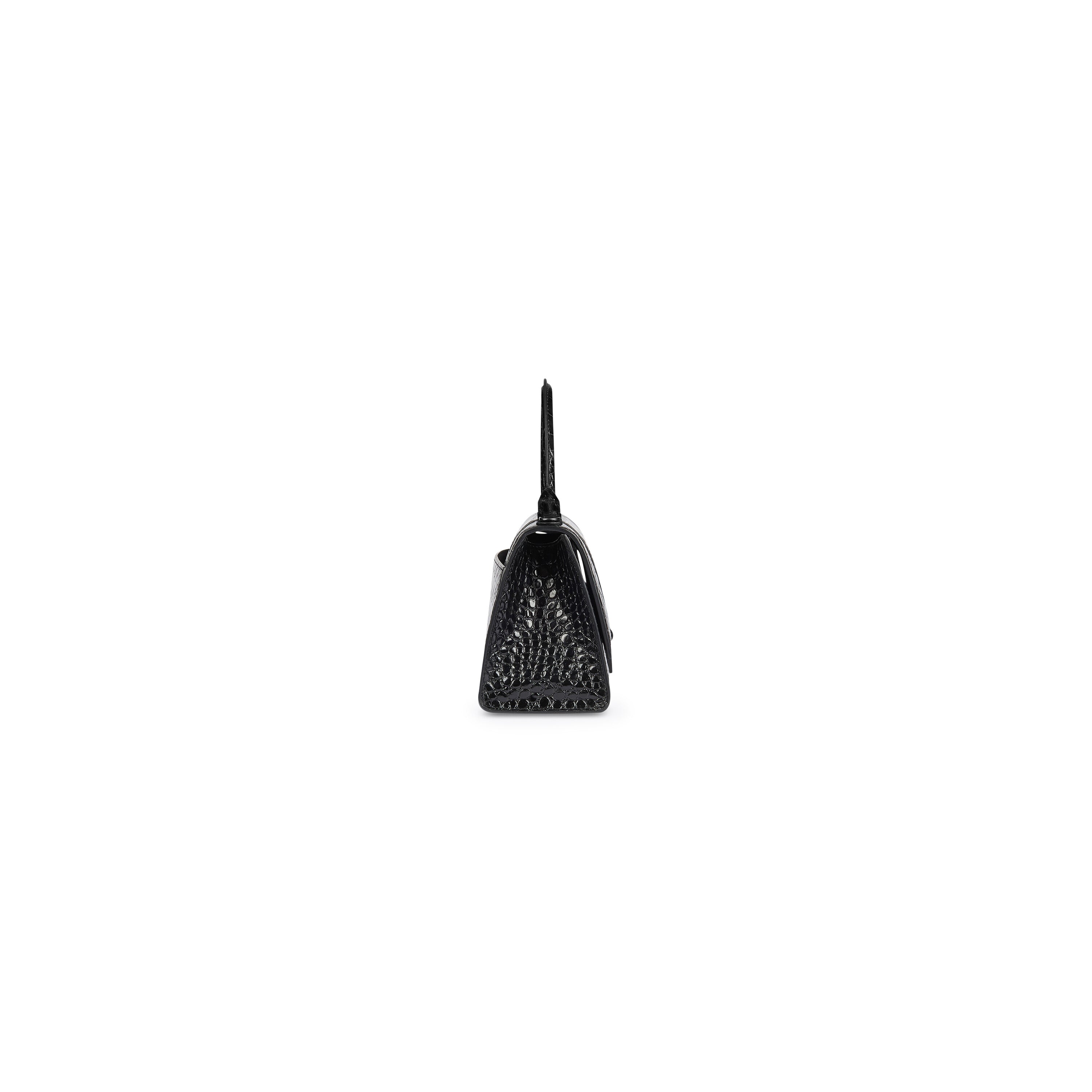 WOMEN'S HOURGLASS XS HANDBAG CROCODILE EMBOSSED IN BLACK - Replicaclubs