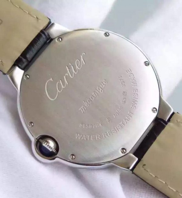 Replica Cartier Ballon Bleu 40mm Diamonds Bezel Black Dial Leather Strap MIYOTA9015 - Top club