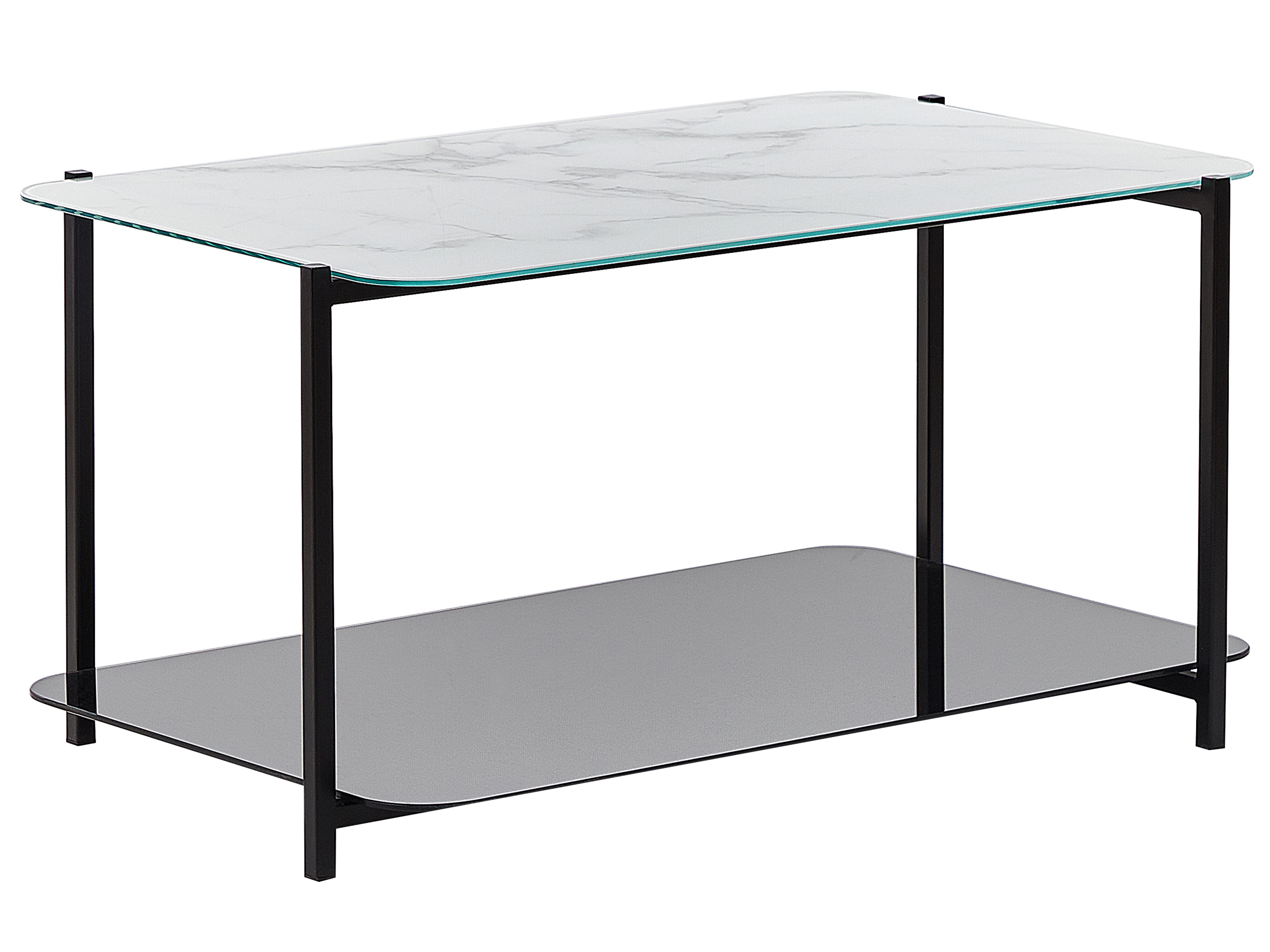 Coffee Table GLOSTER Tempered Glass White Marble