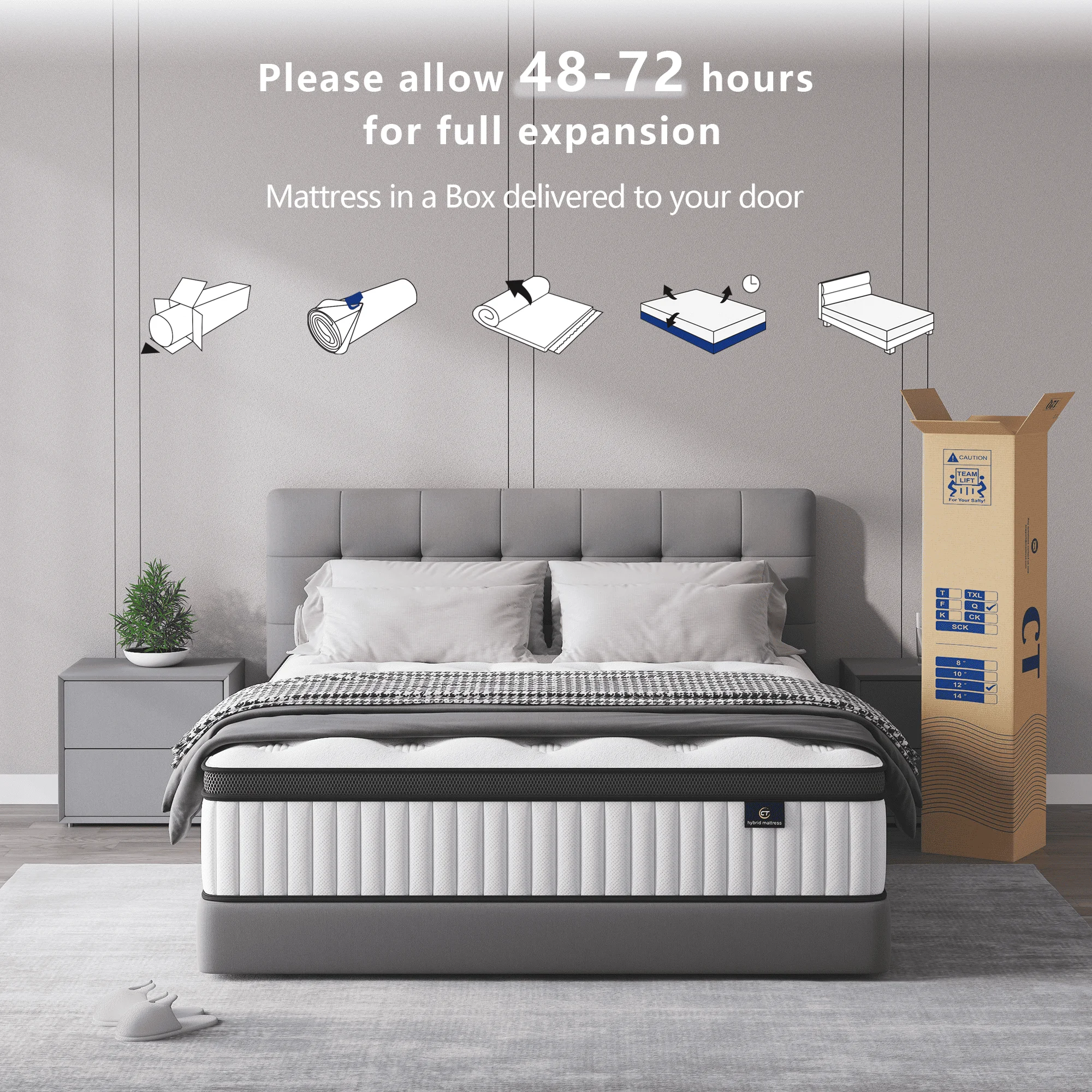 Madevos Full Mattress in a Box, 12 inch Memory Foam individual Pocket Spring Hybrid Mattress - Medium Firm Support with Soft & Breathable - Image 9