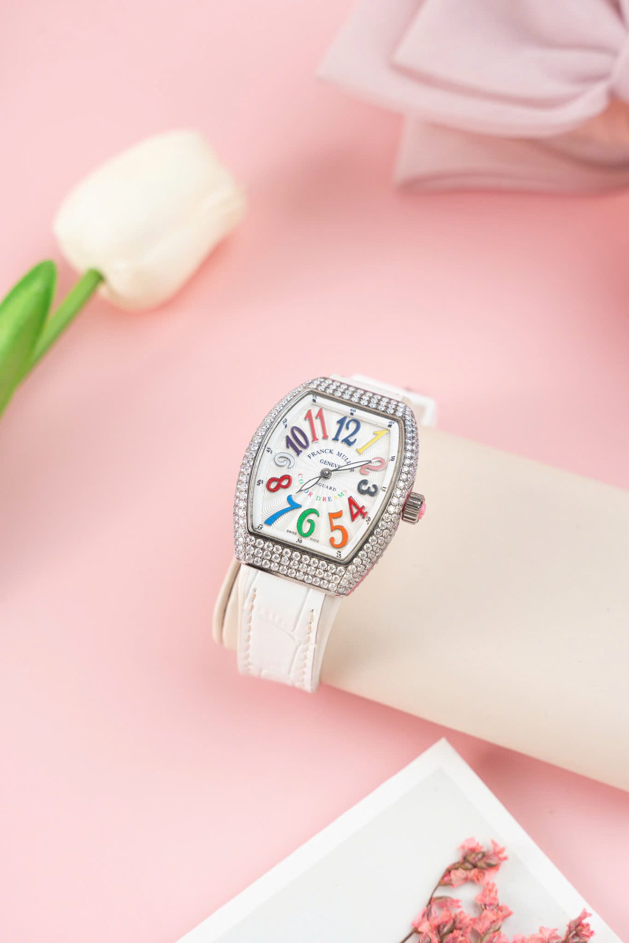 Franck Muller V32 Copies Watches White Dial Custom Diamonds Moissanite Hong Kong 36mm - Top club