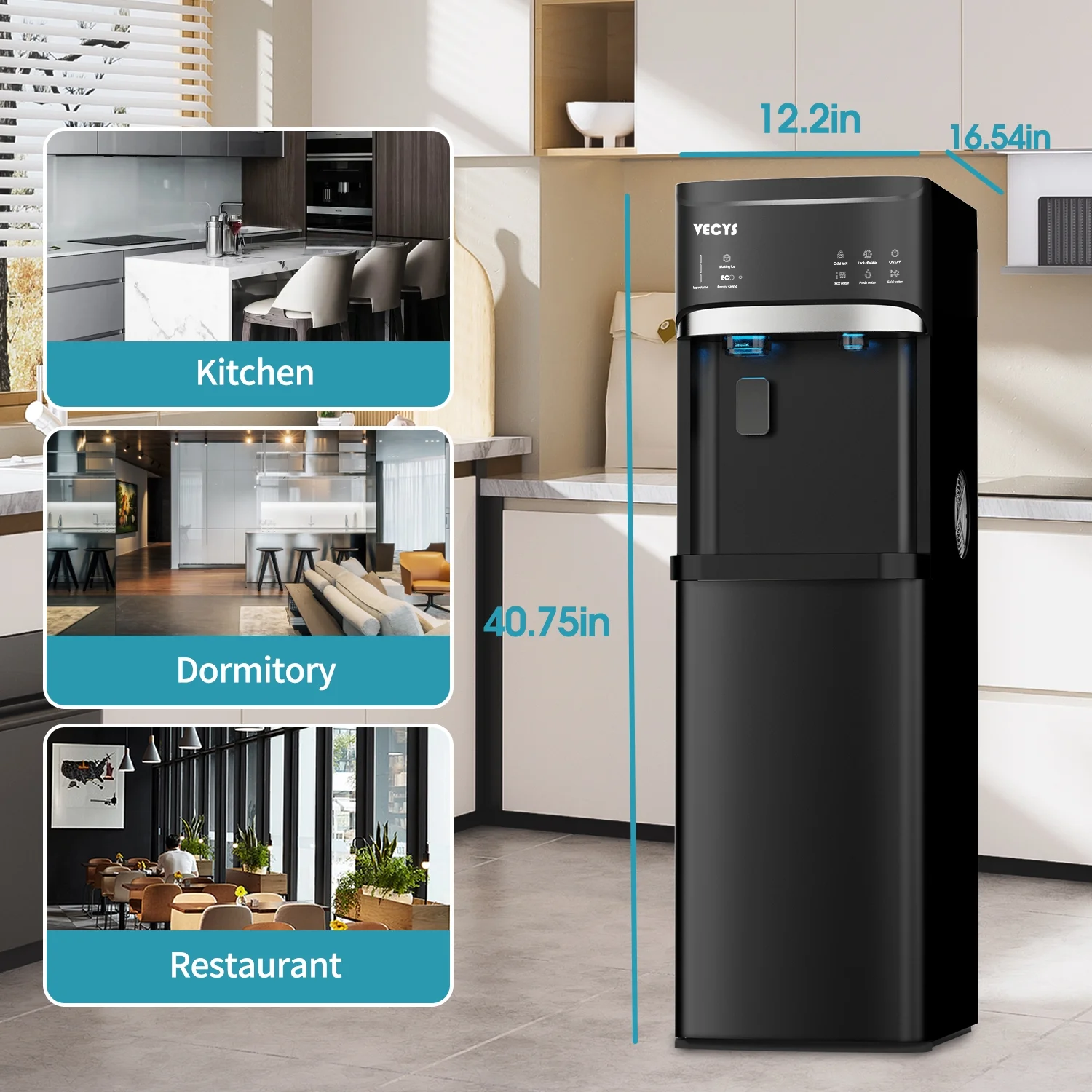 VECYS 5 gal Water Dispenser with Ice Maker, Self-clean & Child Lock - Image 7