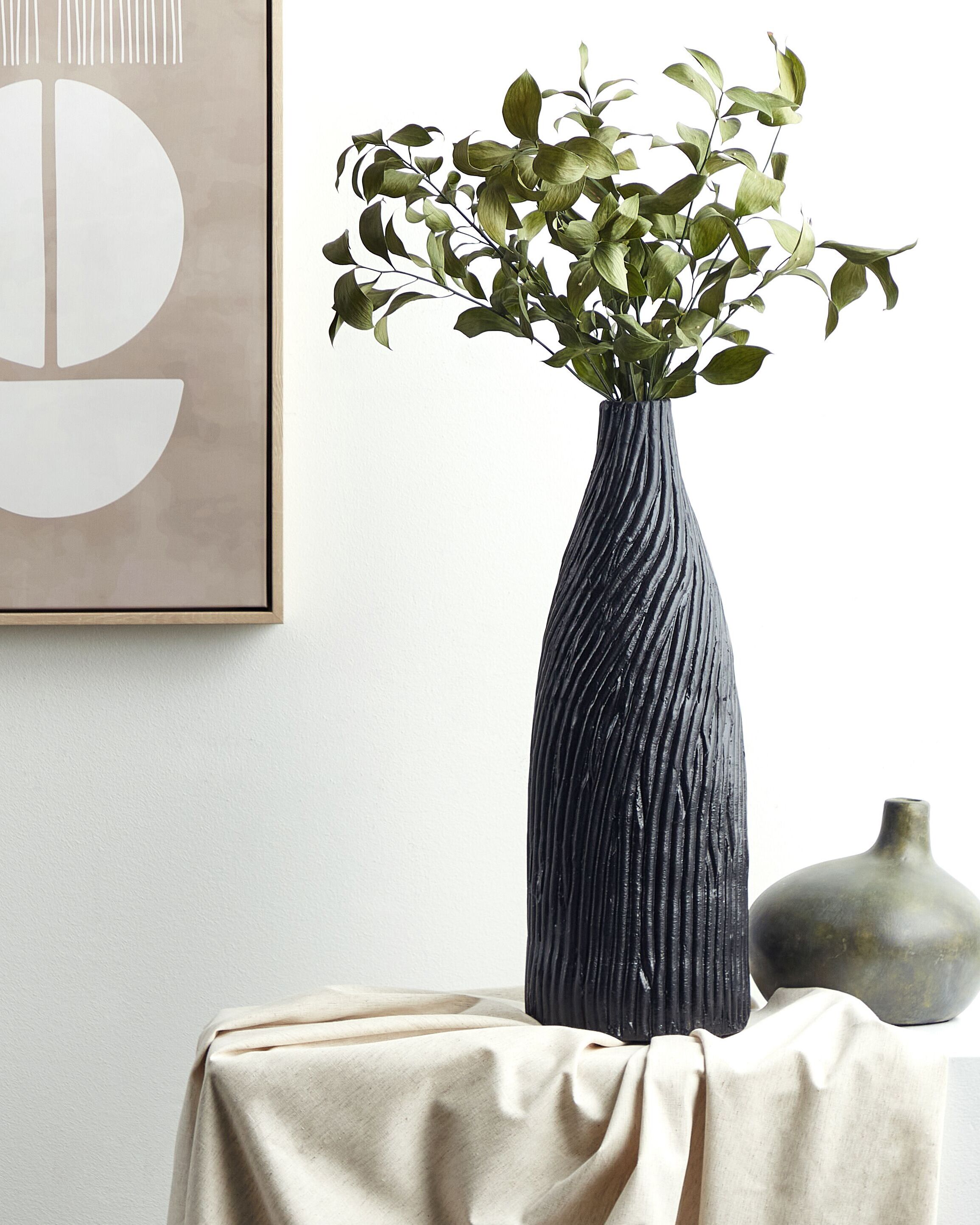 Decorative Vase FLORENTIA Ceramic 50 cm Black
