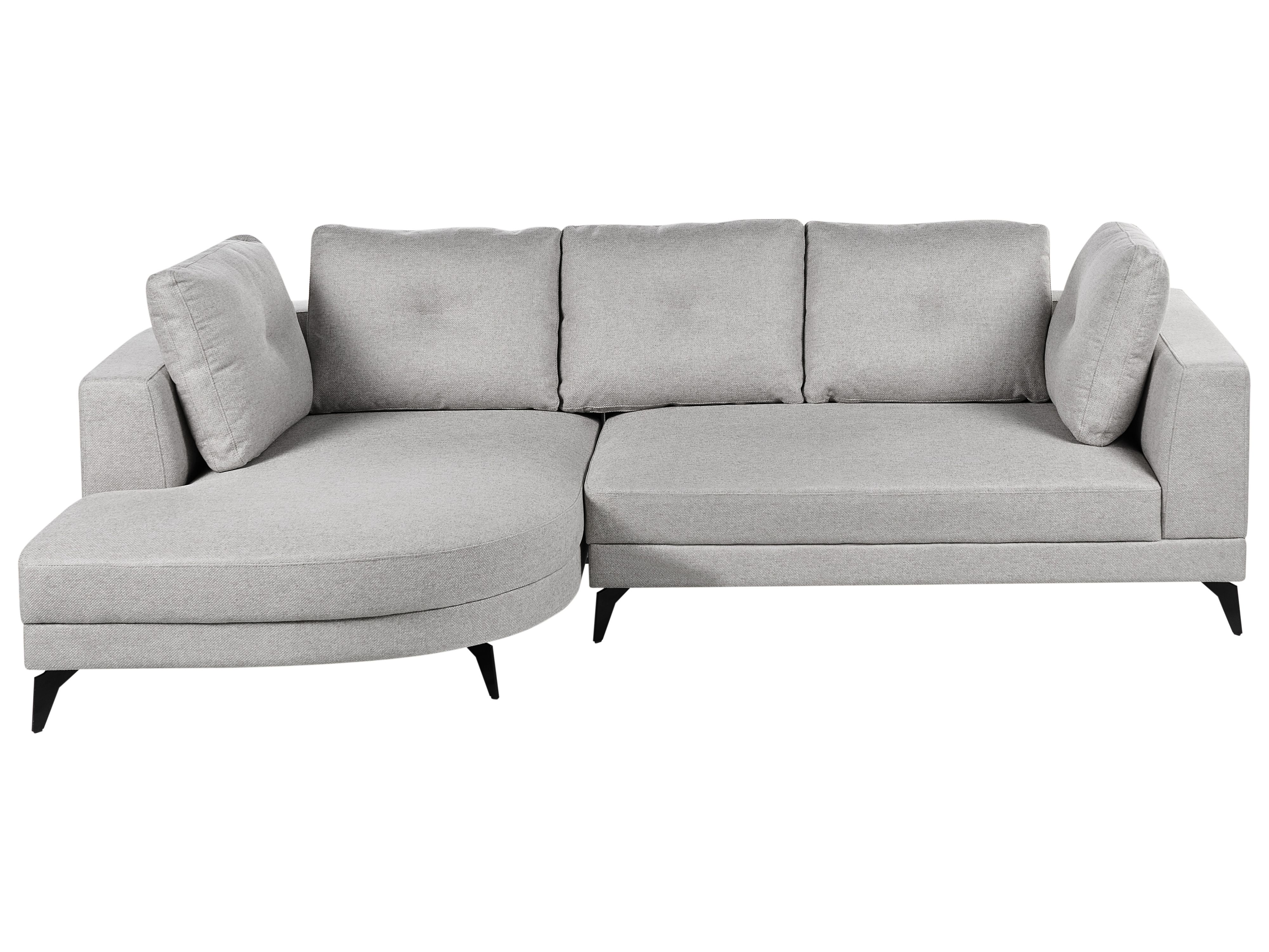 Corner Sofa 3 Seater MARUM Faux Linen Grey Right Hand
