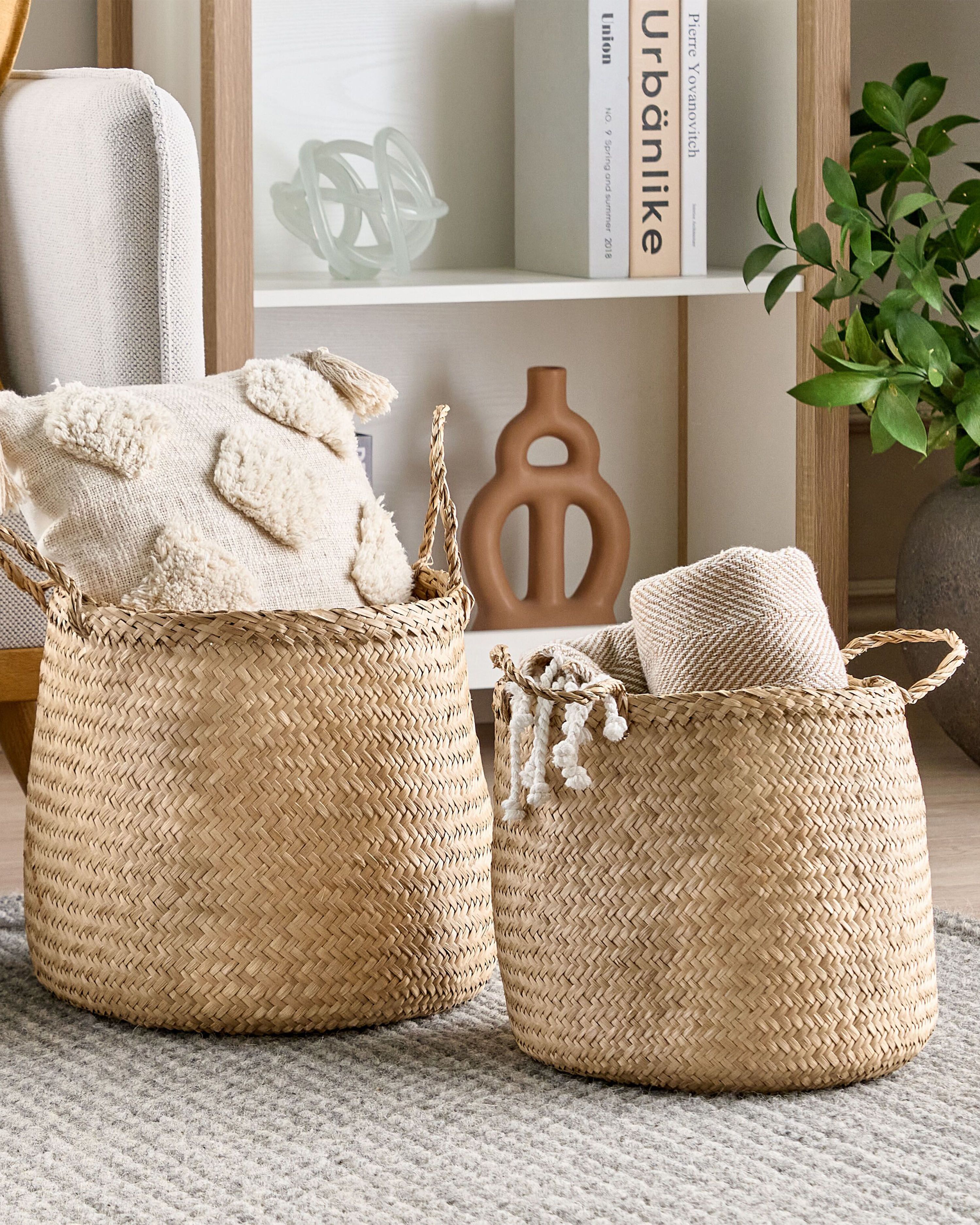 Set of 2 Baskets HALONG Seagrass Natural