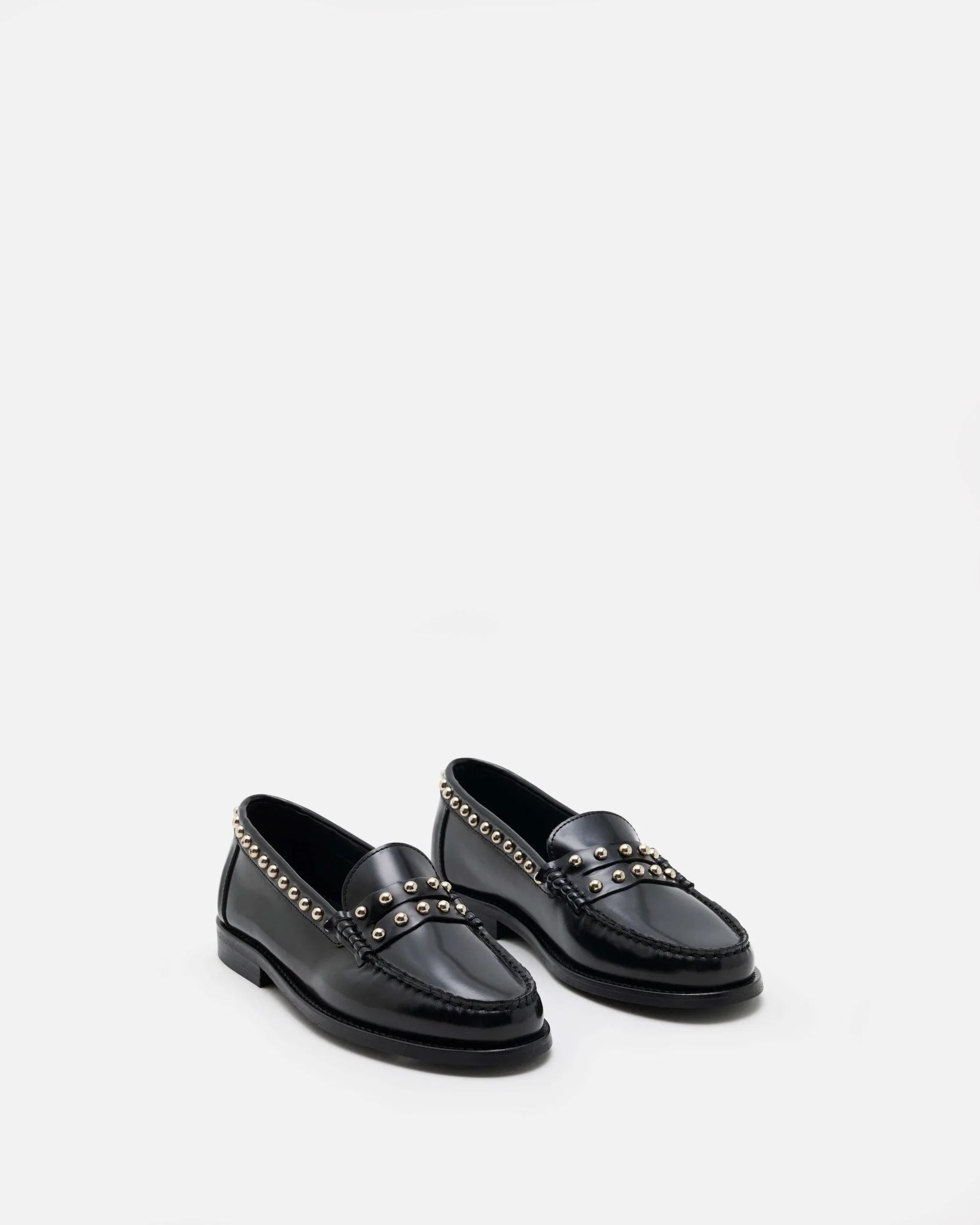 MOCASSINS JIMMY/POL -  En cuir clouté noir
