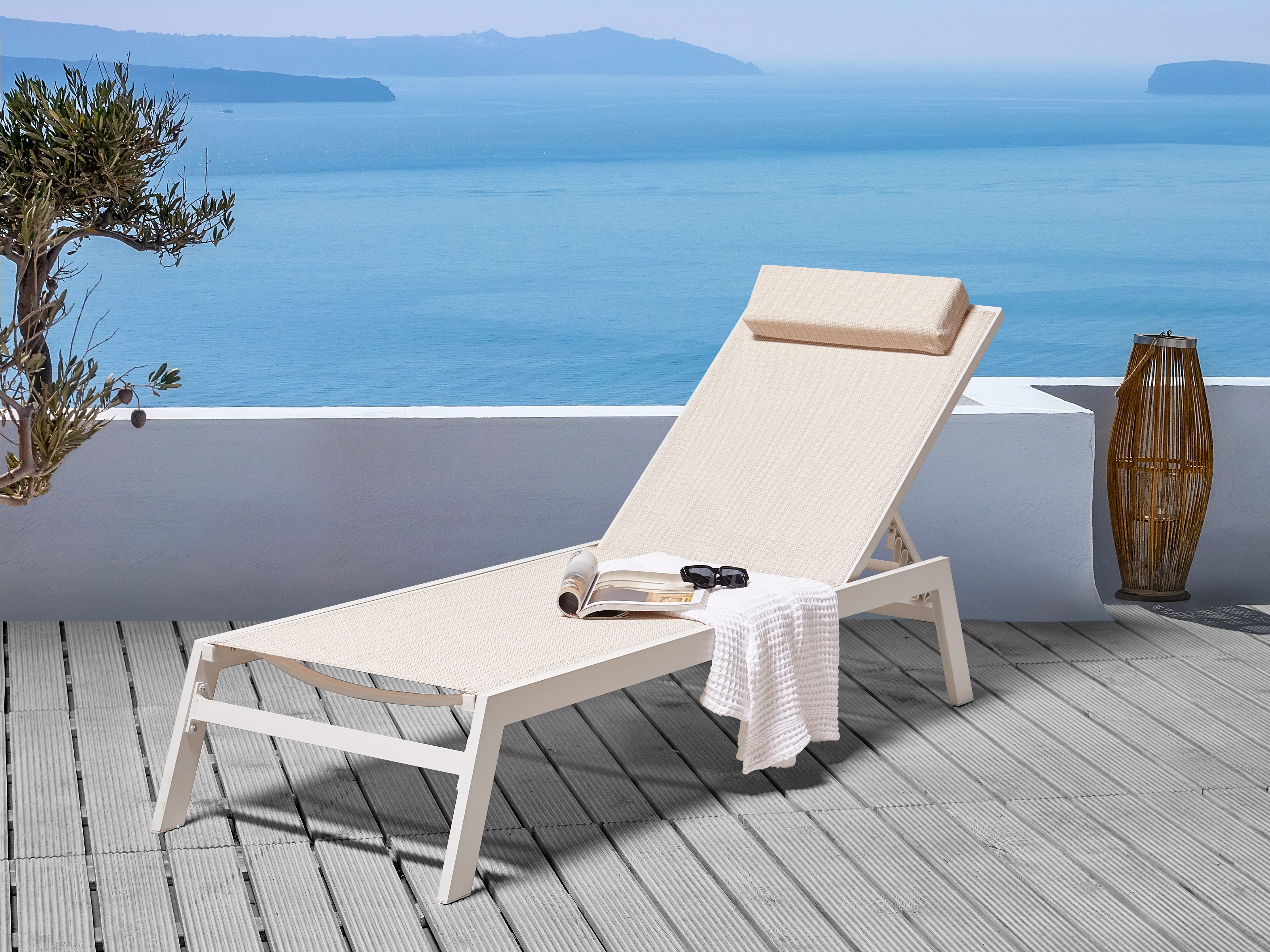 Sun Lounger CATANIA Reclining Metal Beige