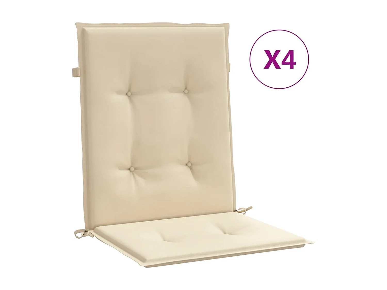 Coussins de chaise de jardin à dossier bas lot de 4 beige