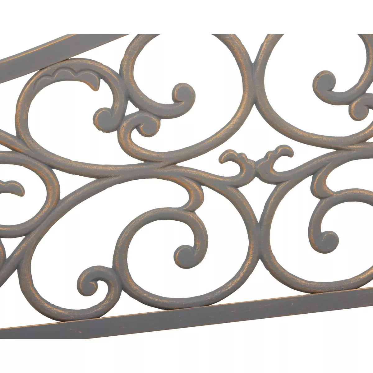 Outdoor Expressions 50 In. Gray Steel Bench with Scroll Design