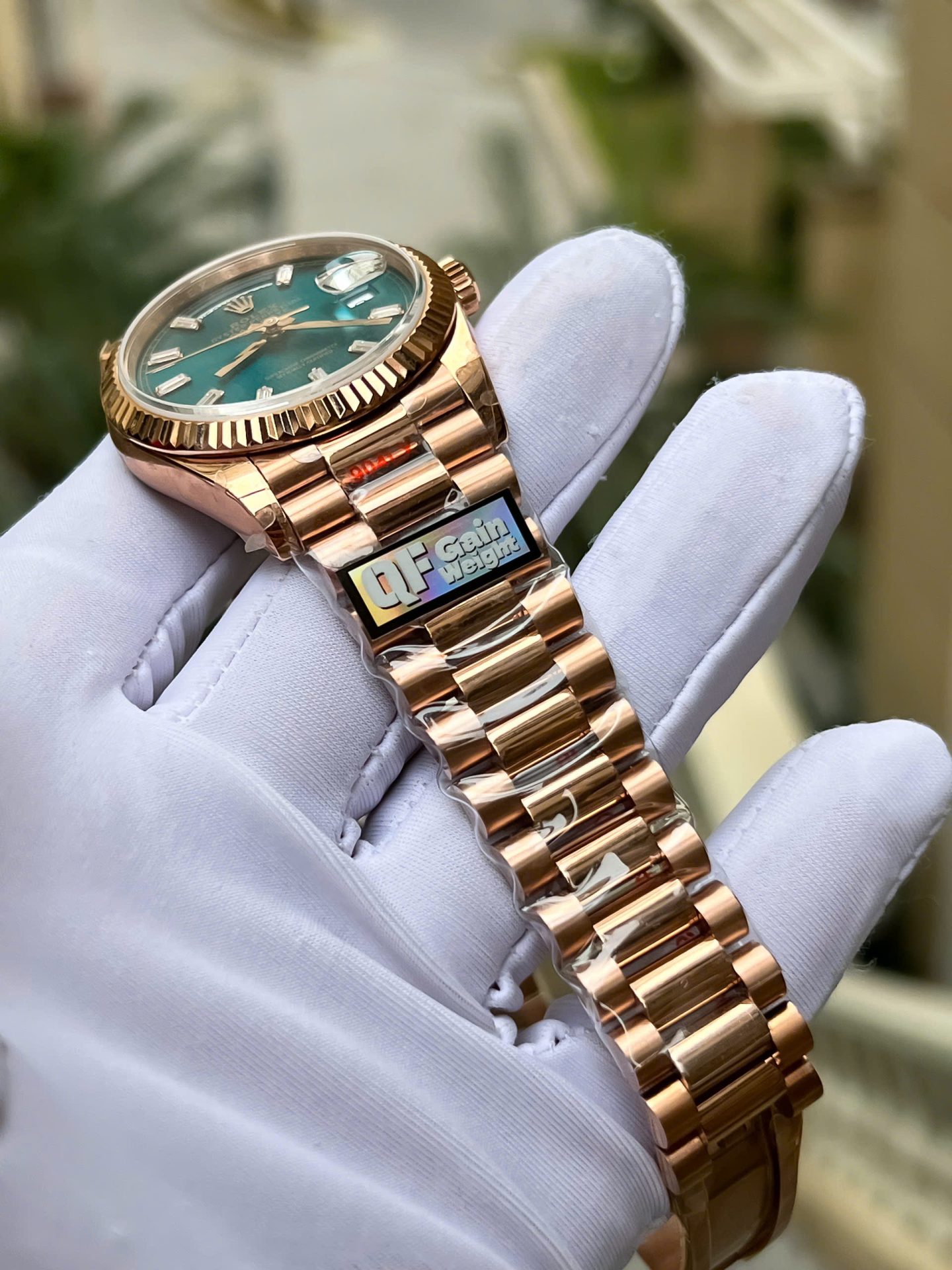 Rolex Day-Date 128235 Replica Watch Dial Diamonds Moissanite Weight 158gram QF 36mm - Elite Watch Atelier