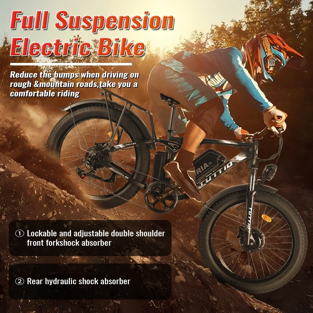 TUTTIO Adria26 5000W Electric Mountain Bike for Adults, 26" Fat Tire E-Bike for Men, 7 Speed, Max 46Mph - Image 2