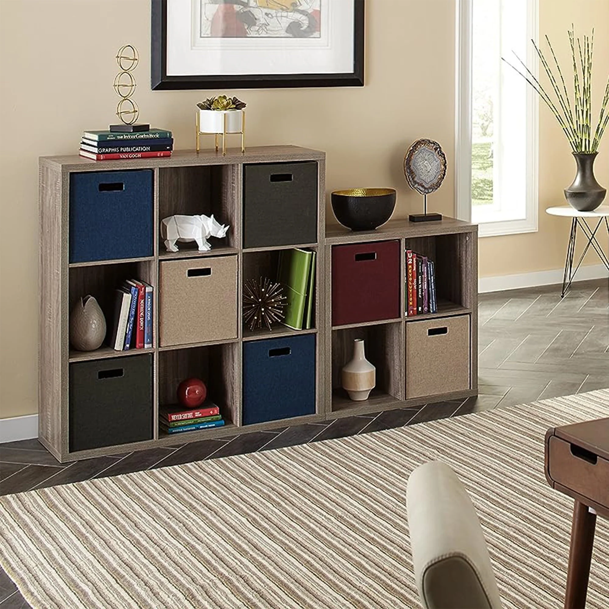 ClosetMaid 9 Cube Storage Shelf Bookshelf Organizer with Back Panel, Gray - Image 10