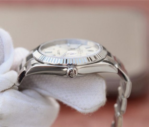Replica Rolex DateJust 41mm 126334 Noob Fluted Bezel Silver Dial Stick Markers Bracelet A3235 - Elite Watch Atelier