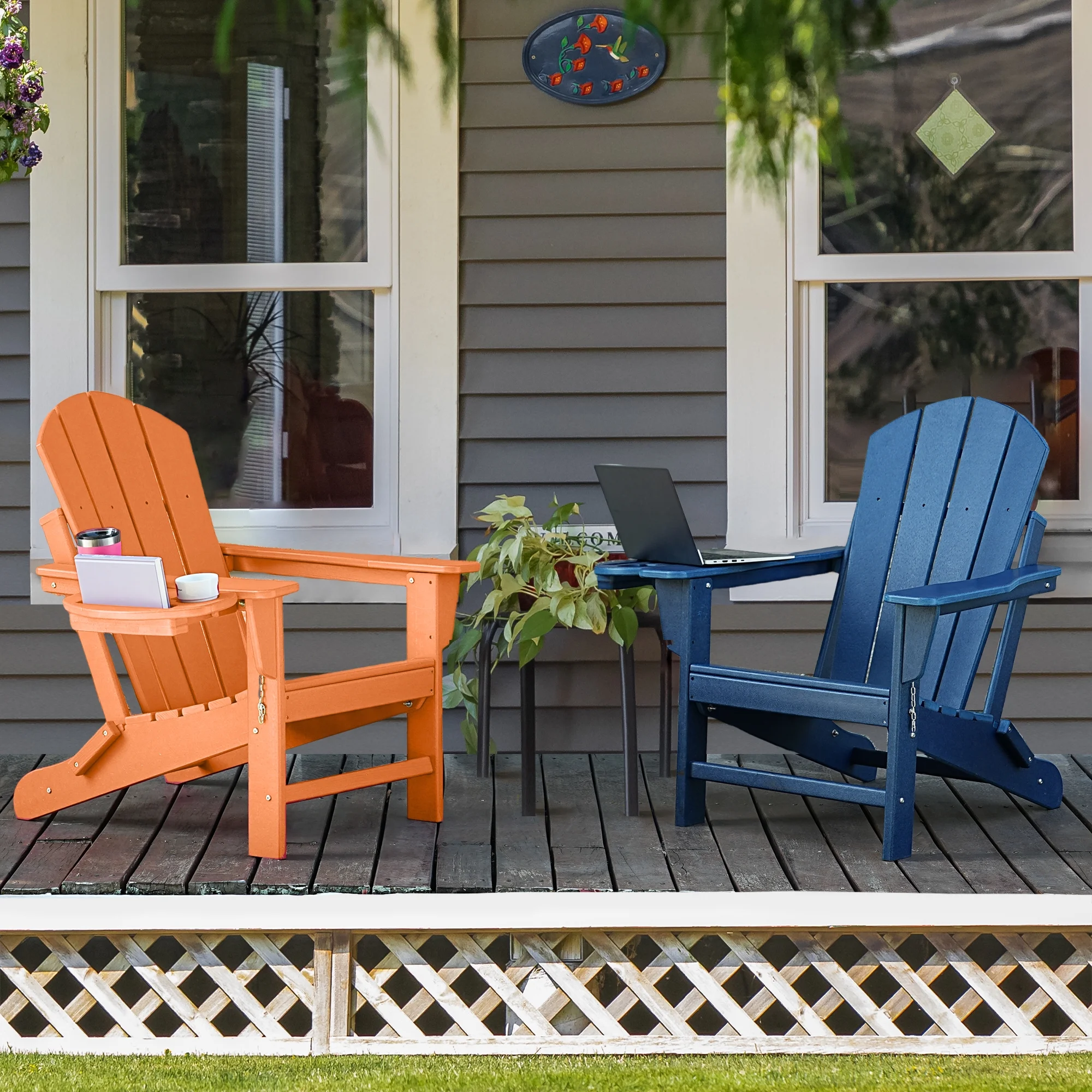 FOOWIN HDPE Plastic Adirondack Chairs Set of 4, Black - Image 59