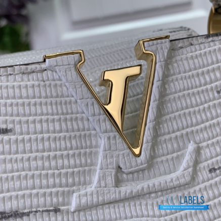 Ivory Lizard Embossed Mini Top Handle Handbag with Gold Hardware1:1High-quality replica