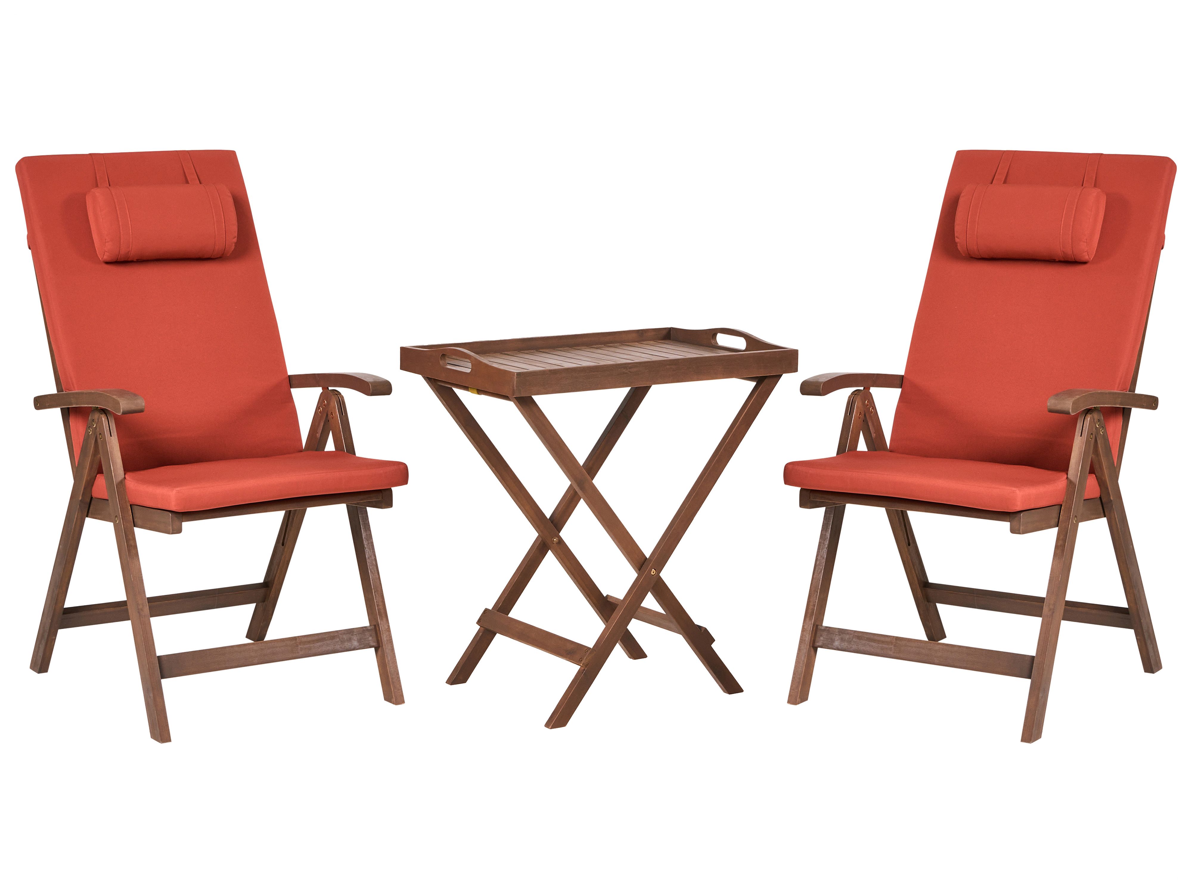 Bistro Set AMANTEA PREMIUM Acacia Wood Red