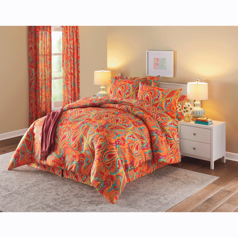 Bright Paisley Complete Bed Set, Panel Pair and Valance - MIDNIGHT VELVET CATALOG