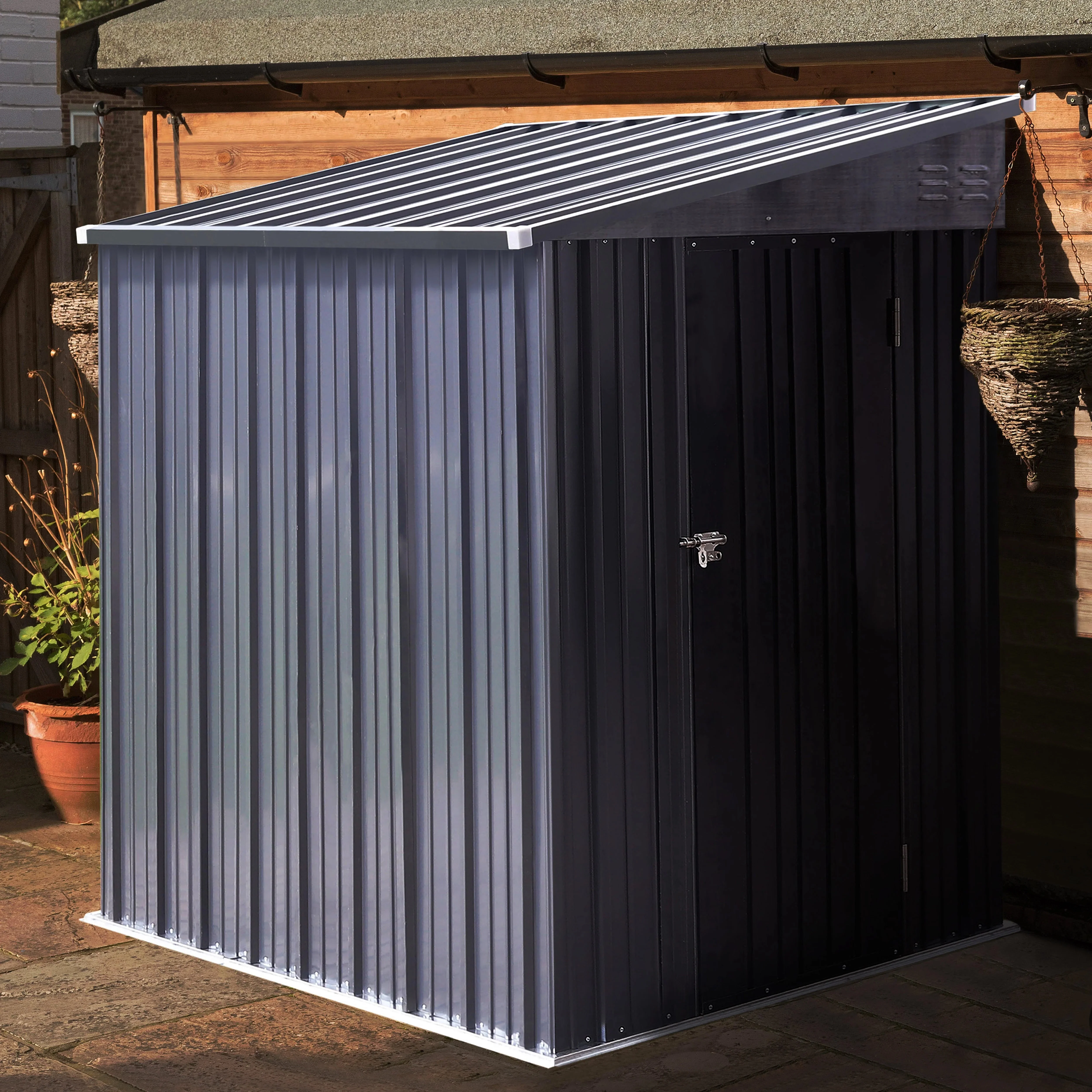 VEIKOUS Outdoor Lean-To Storage Shed 8' x 4', Grey - Image 10 VEIKOUS Outdoor Lean-To Storage Shed 8' x 4', Grey - Image 10