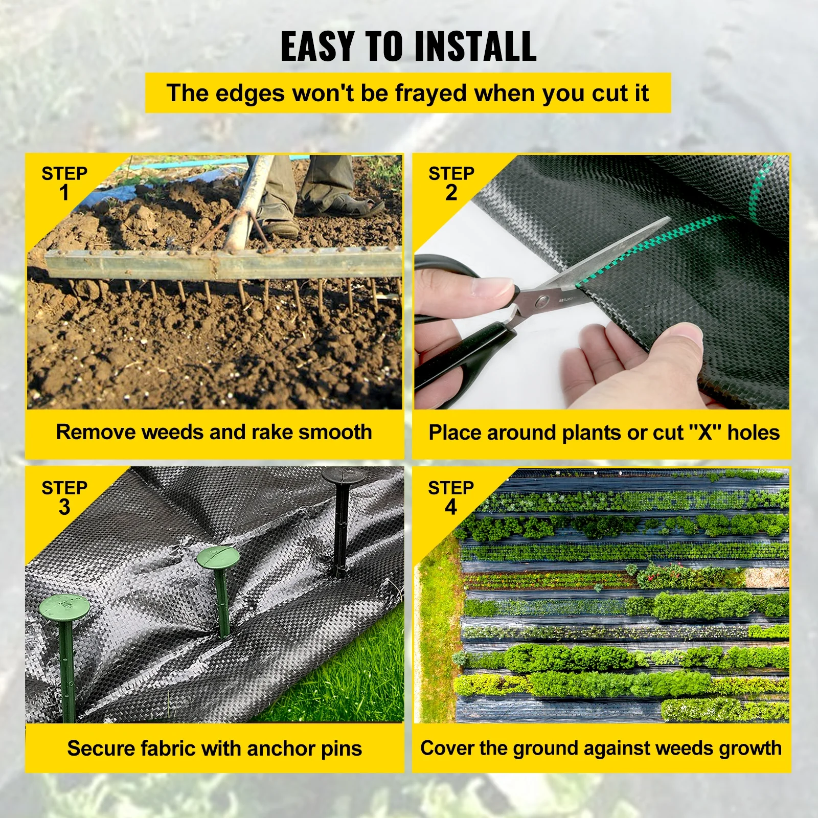 KFFKFF 6.5FTx300FT Superior Weed Barrier Cloth, Robust 3.2OZ, Interlaced Weed Prevention Material, Excellent Permeability Ideal for Flower Beds, Geotextile Cloth for Underlayment