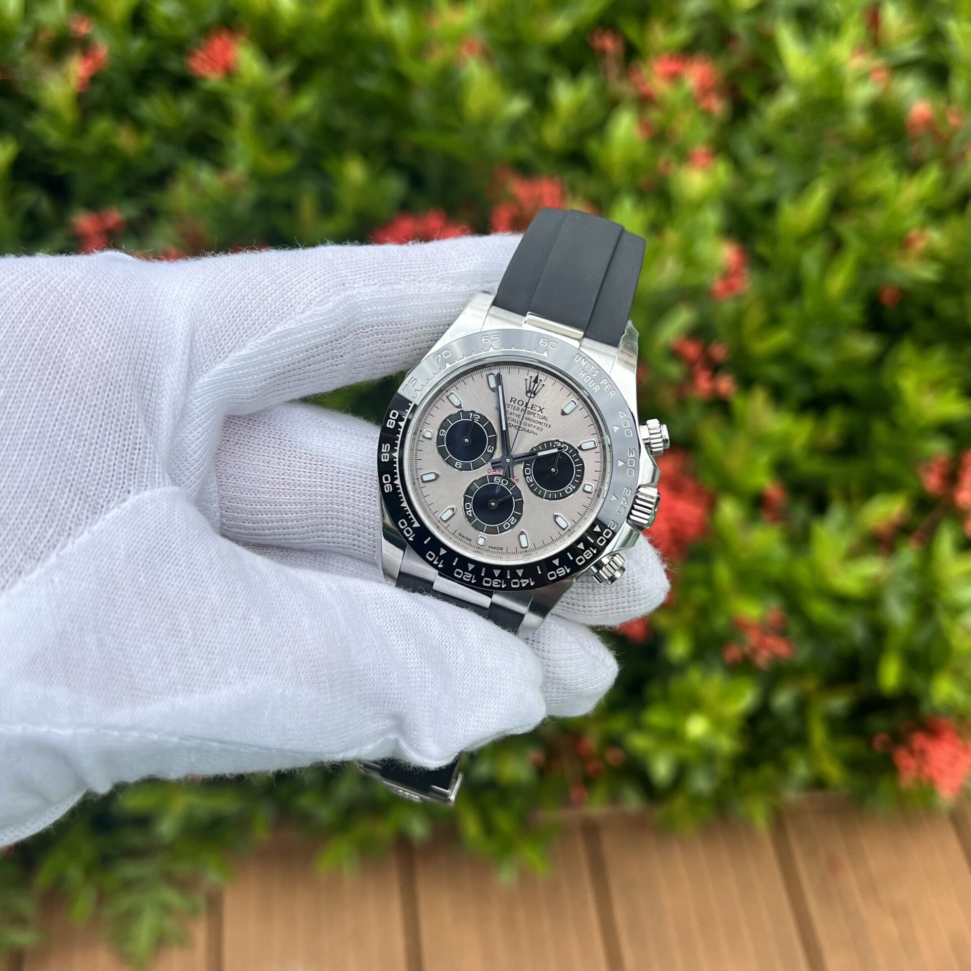 Rolex Rep 11 Watch Daytona 116519LN Gray Dial Rubber Strap Clean Factory 40mm - Elite Watch Atelier