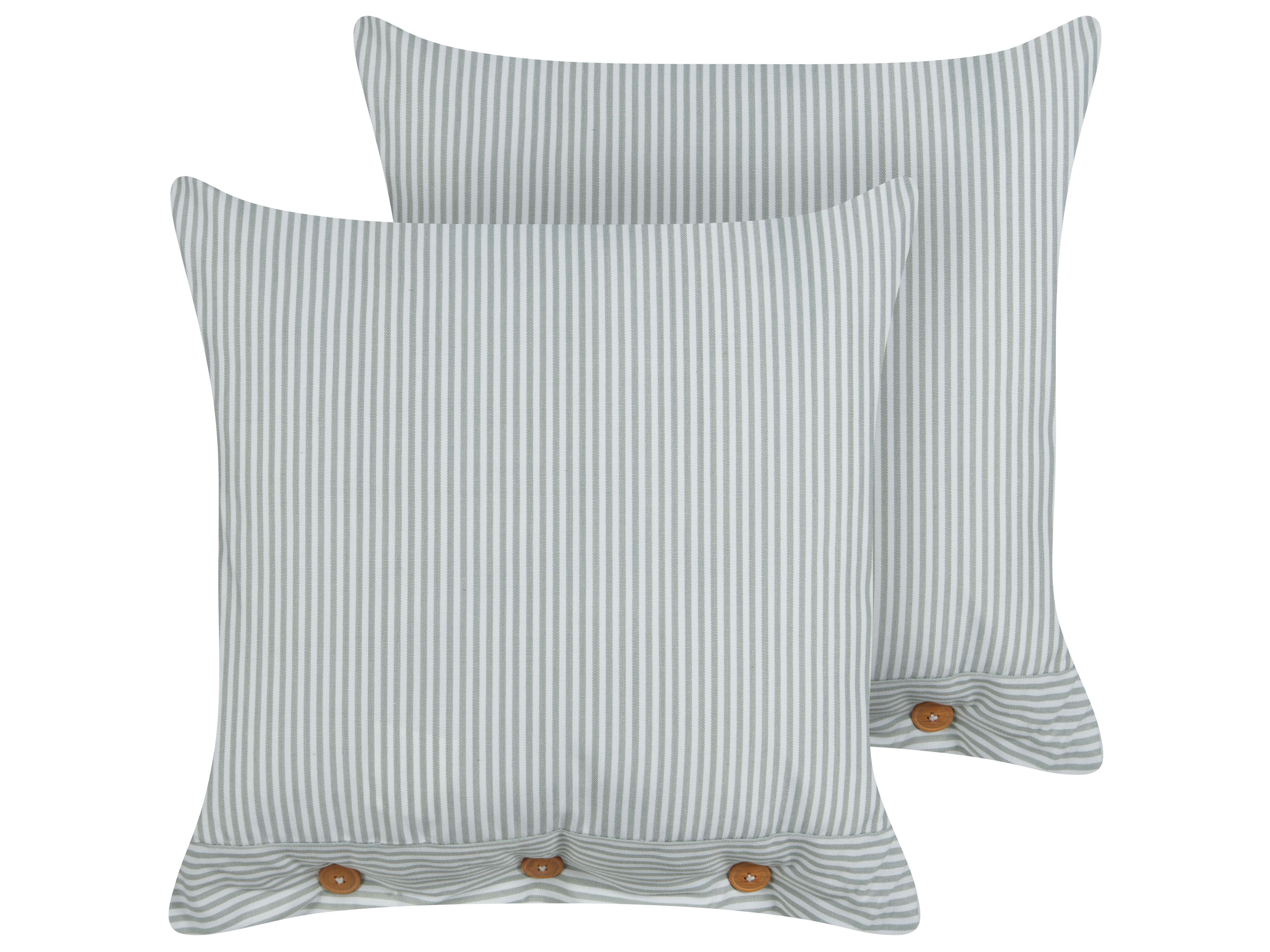 Set of 2 Decorative Cushions SEBRINE 45 x 45 cm Mint Green Striped